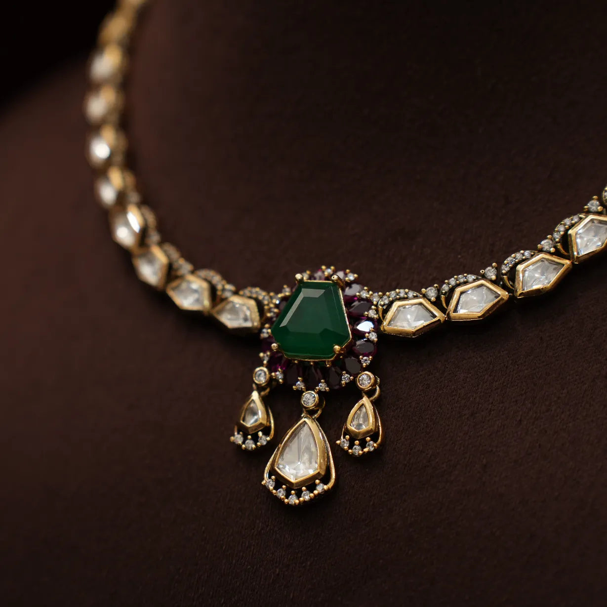 Tamia Victorian Kundan Necklace - Ruby