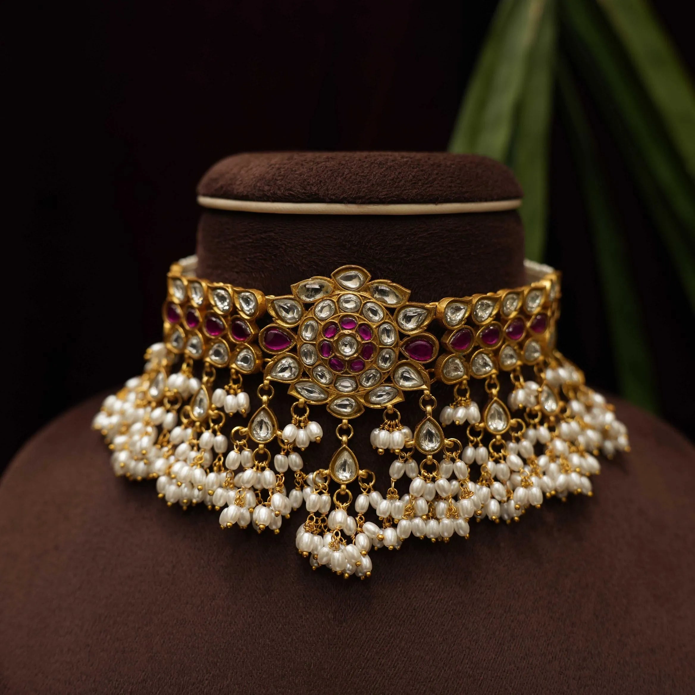 Tanisha Polki Necklace - White - Rimli Boutique