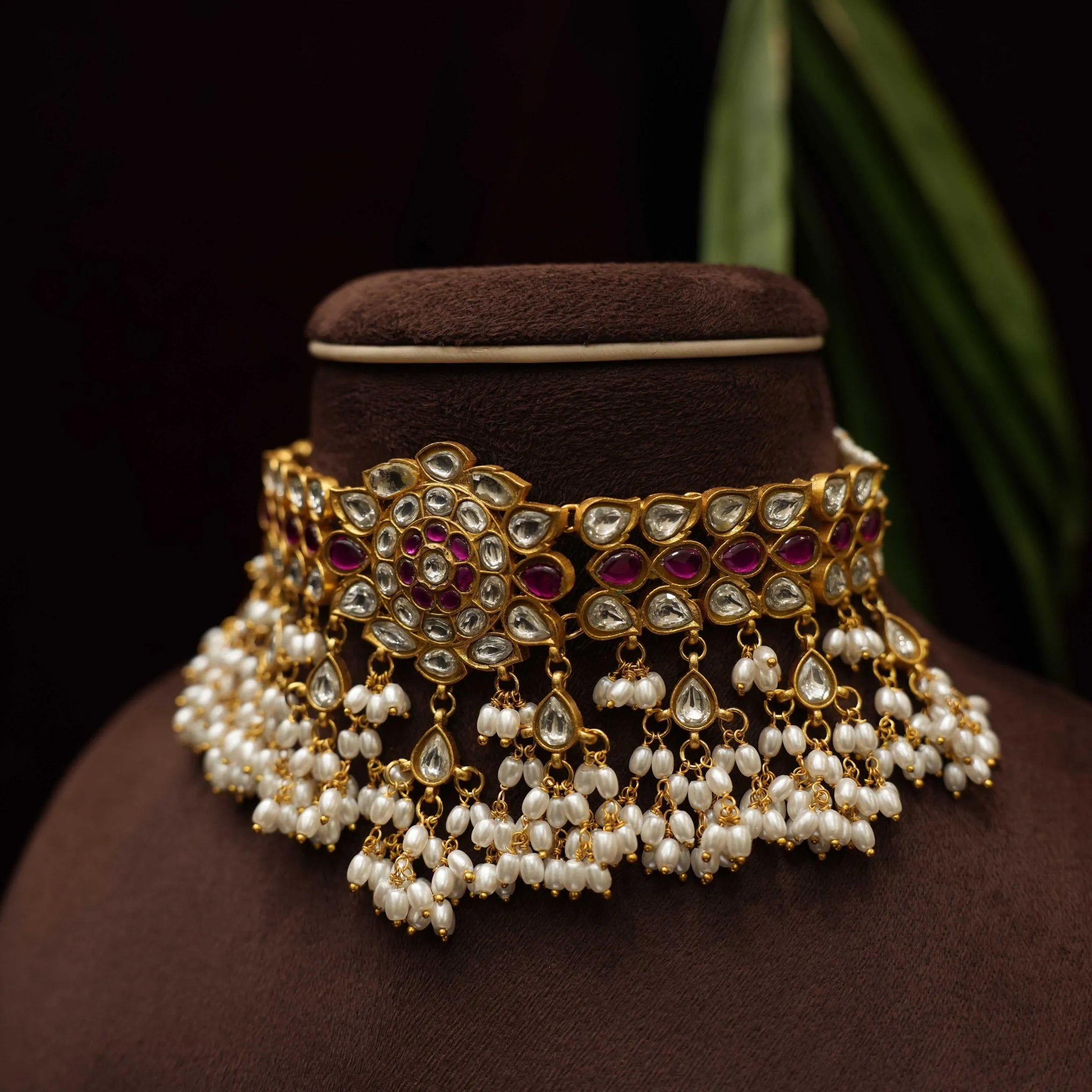 Tanisha Polki Necklace - White - Rimli Boutique