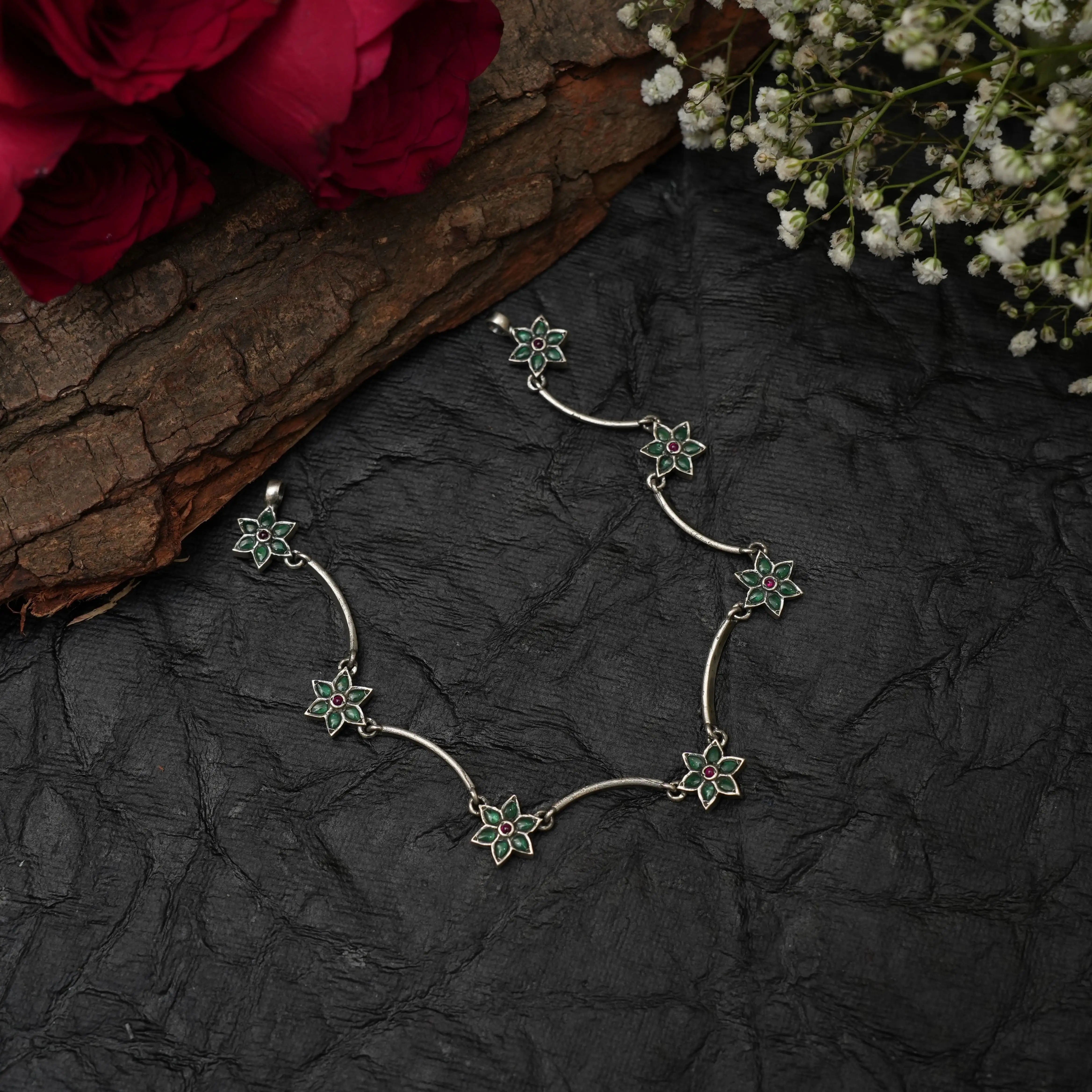 Tanisha Silver Necklace - Green