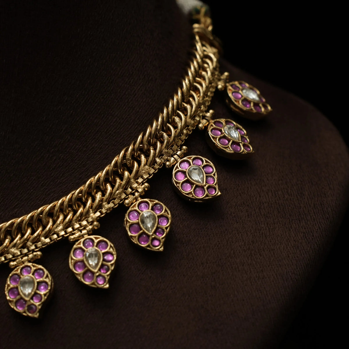 Kaushiki Reversible Antique Necklace - Pink & White