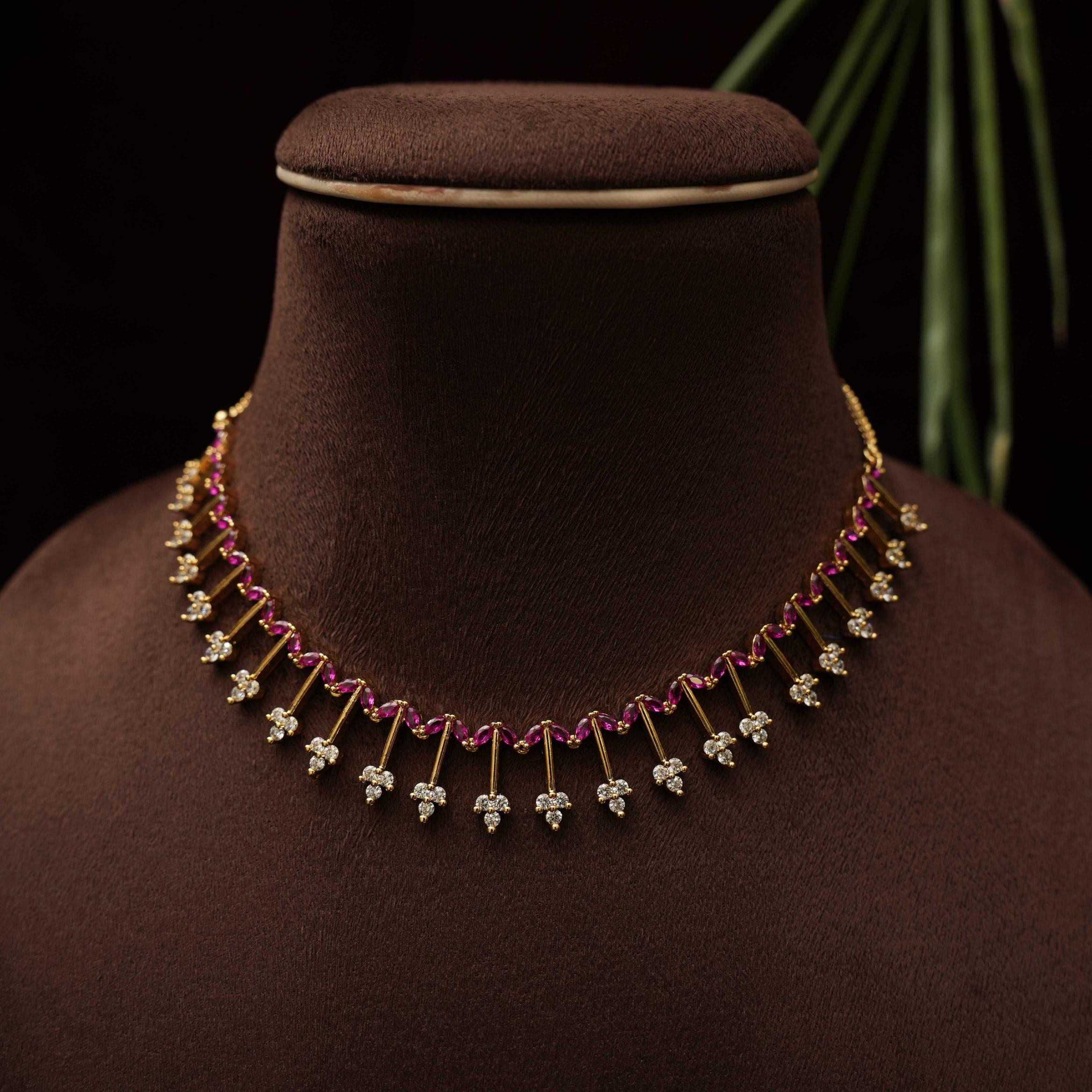 Tanya Zircon Necklace - Red