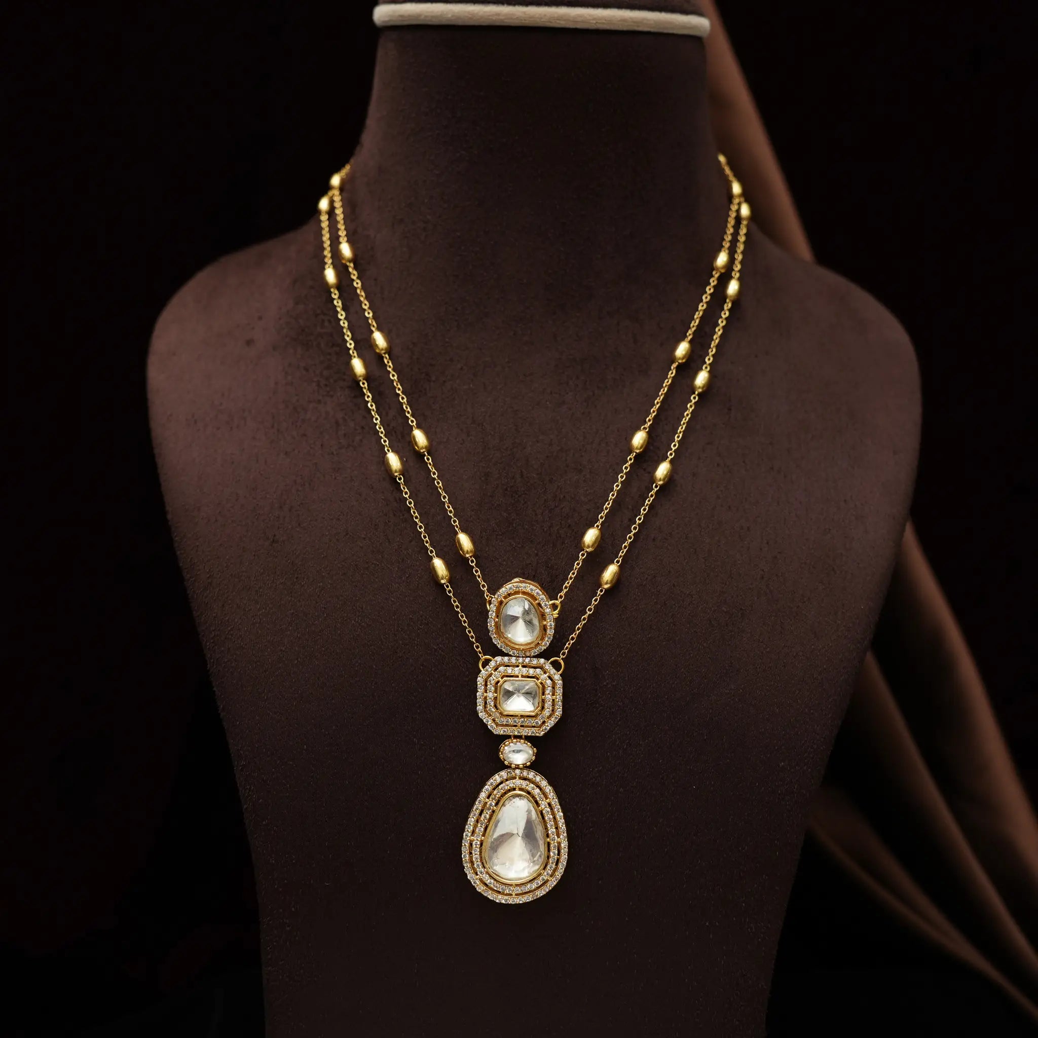 Tara Layered Polki Necklace - Skye