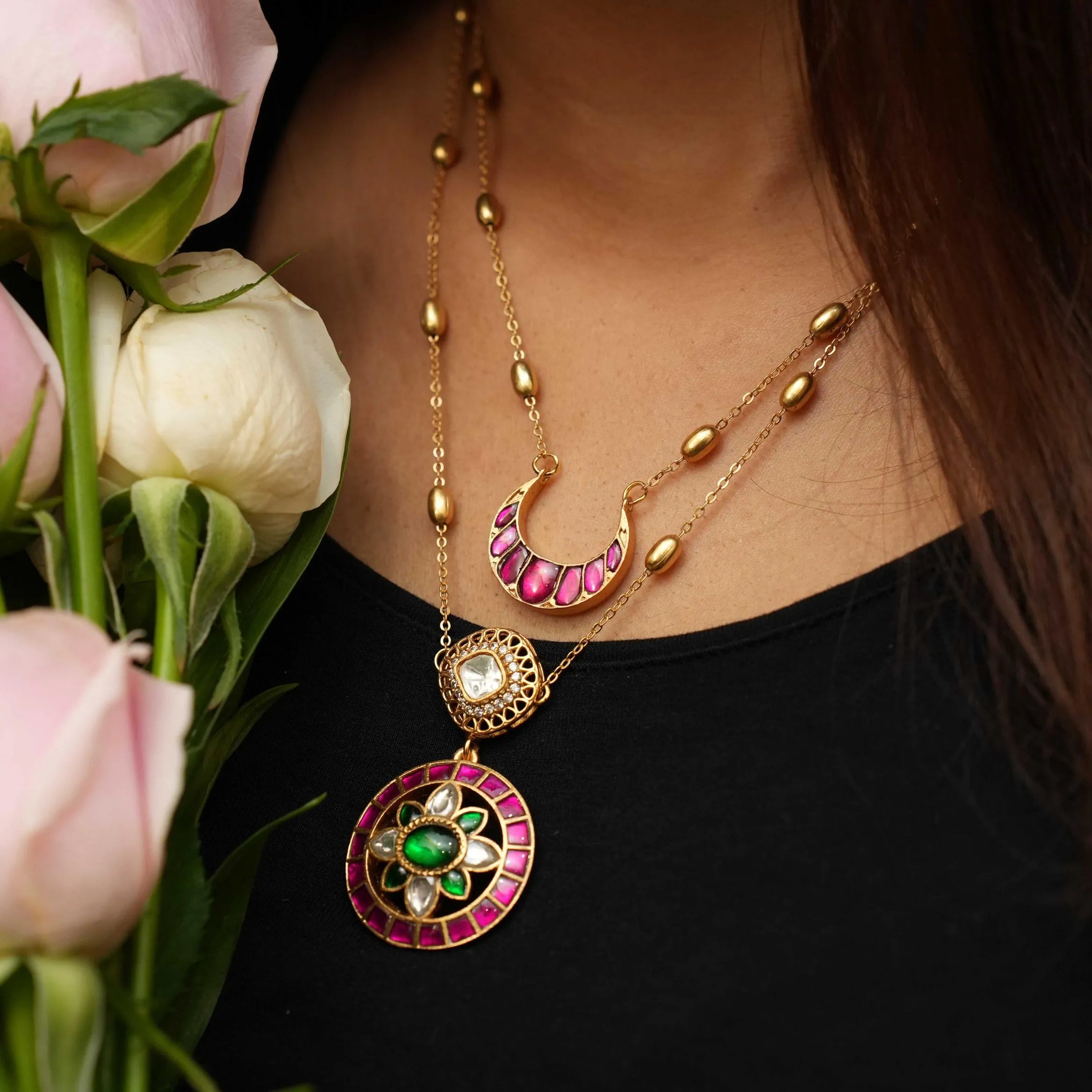 Tara Layered Polki Chain- Chand