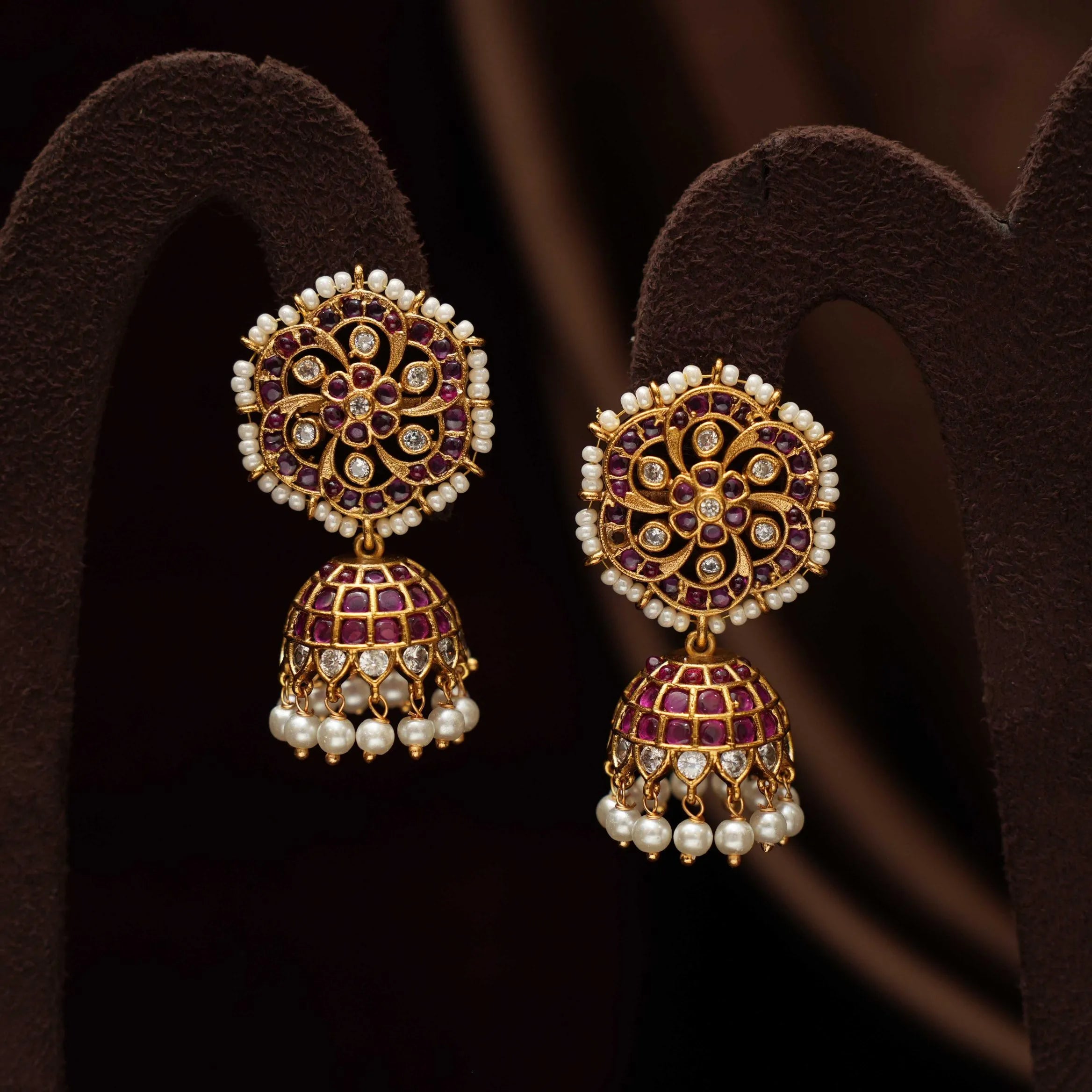 Tashi Antique Jhumka Earrings - White
