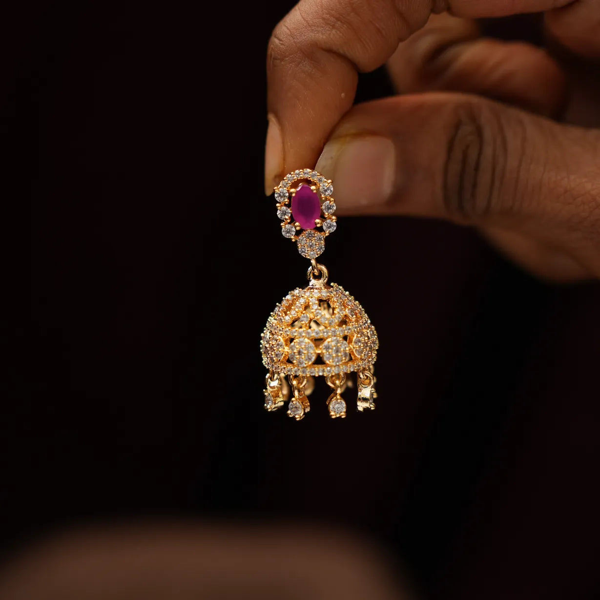 Thea Zircon Jhumka Earrings