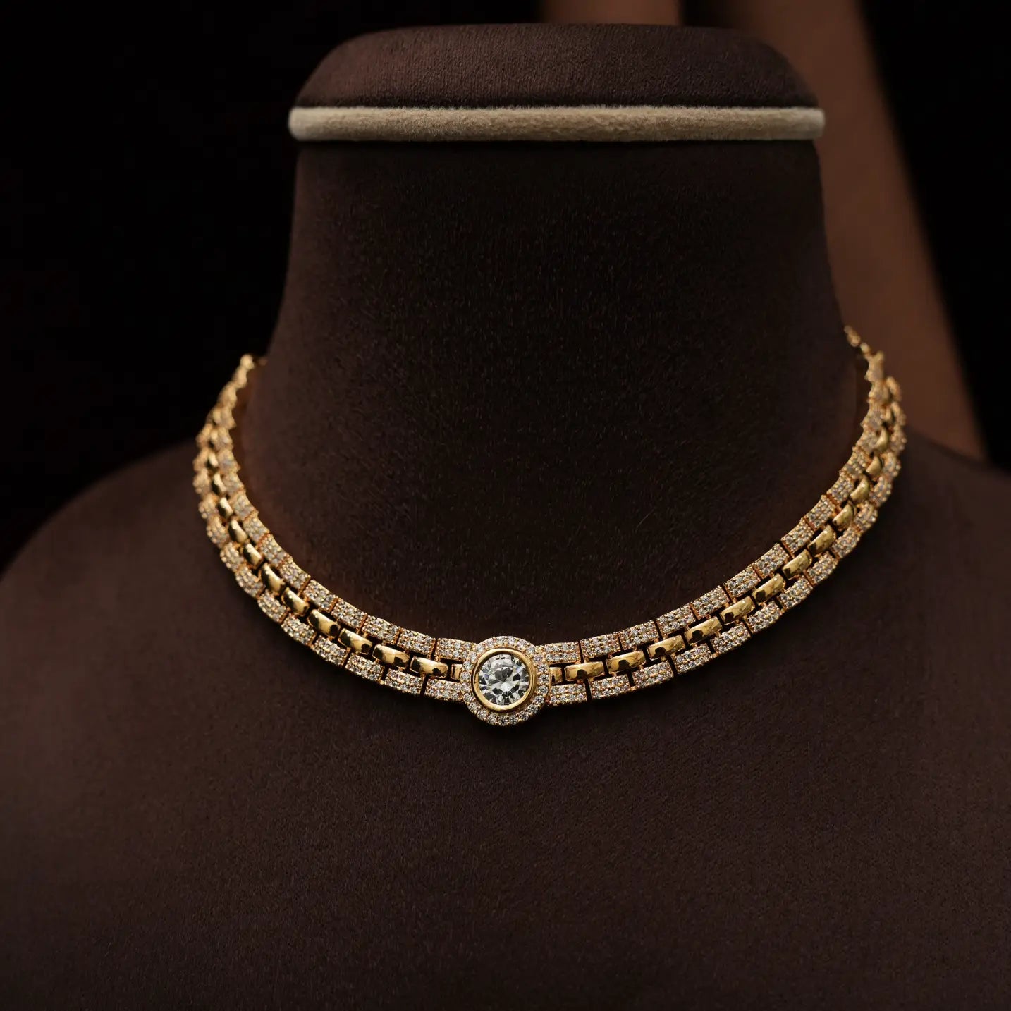 Tilly Zircon Choker - Gold Finish