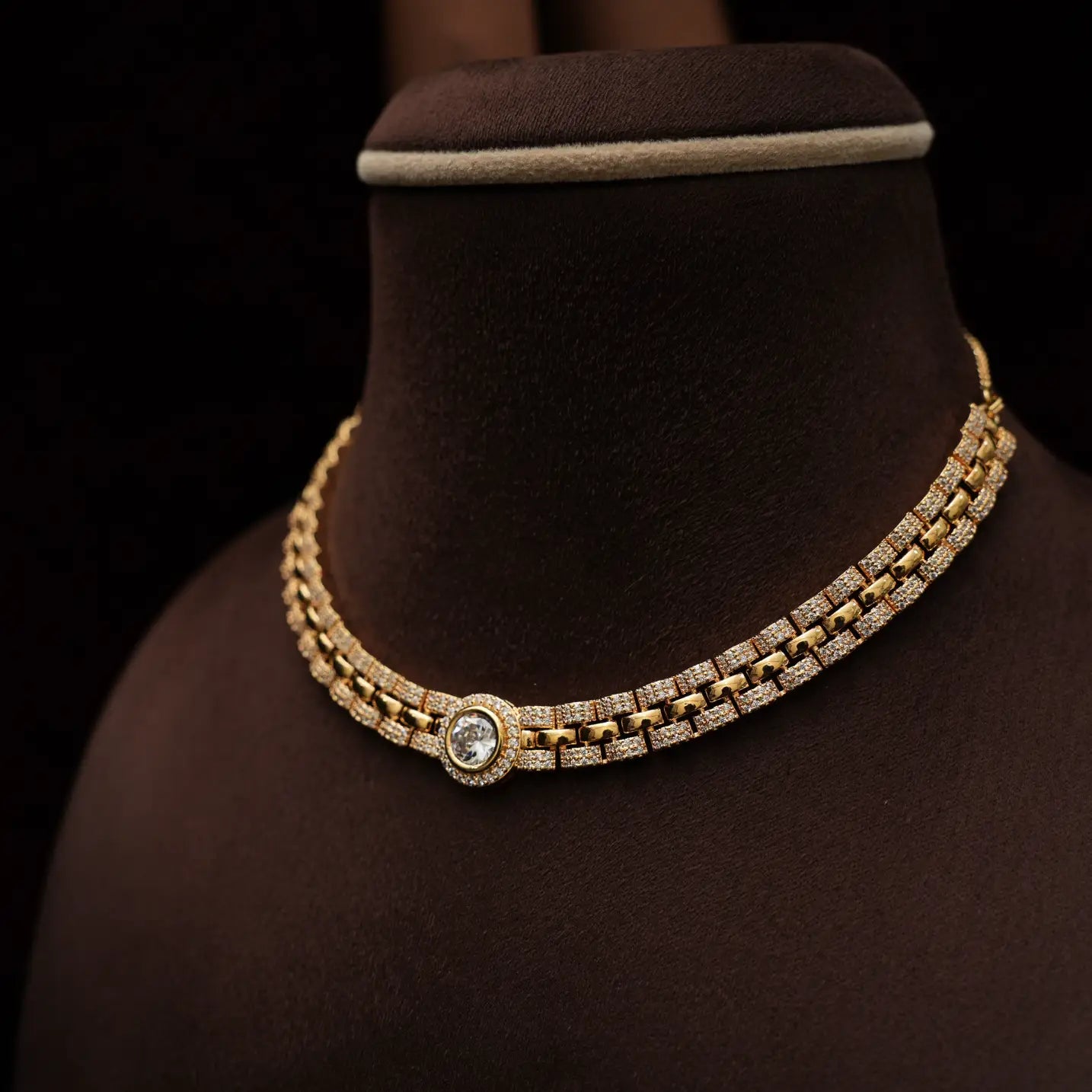 Tilly Zircon Choker - Gold Finish