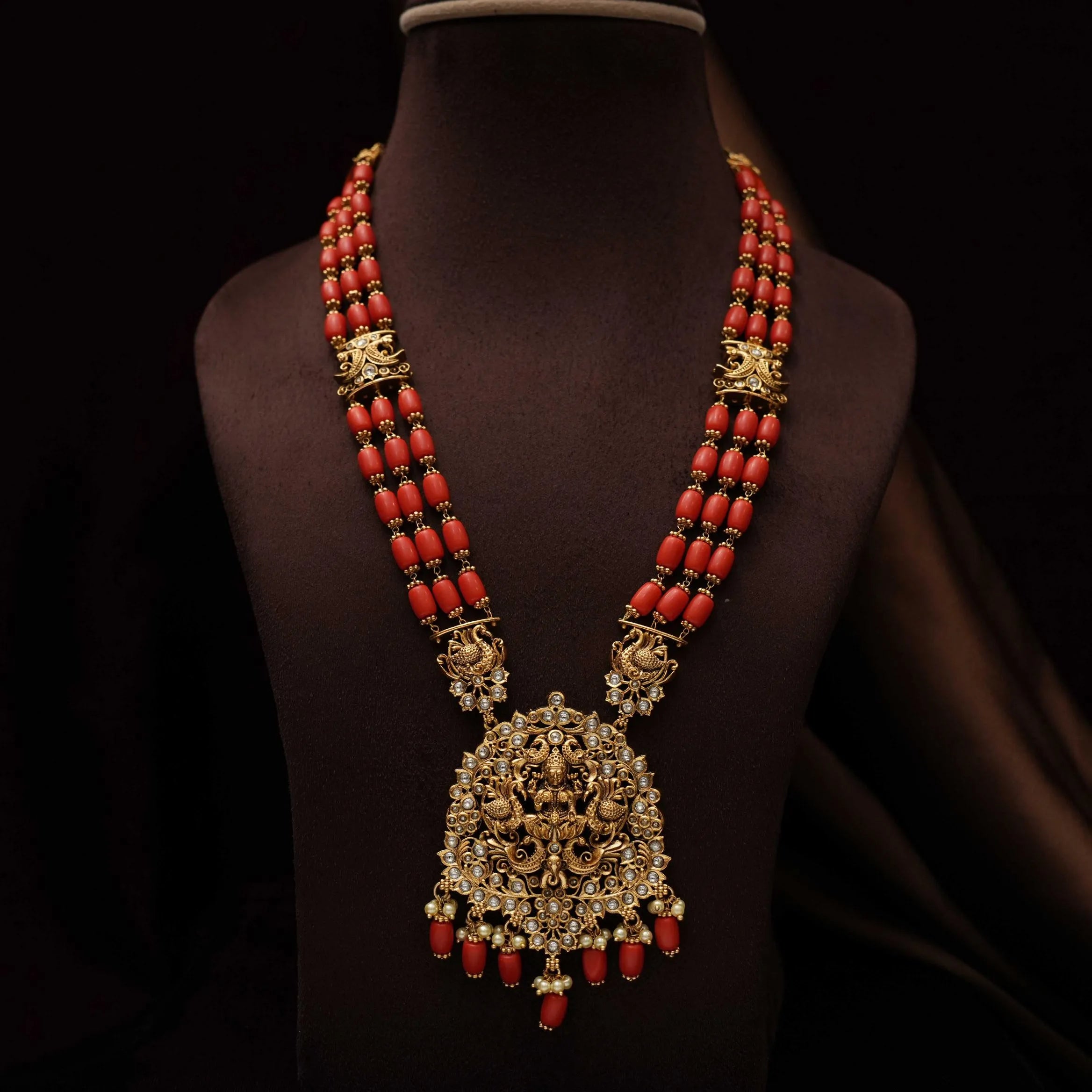 Tivra Antique Coral Beaded Necklace