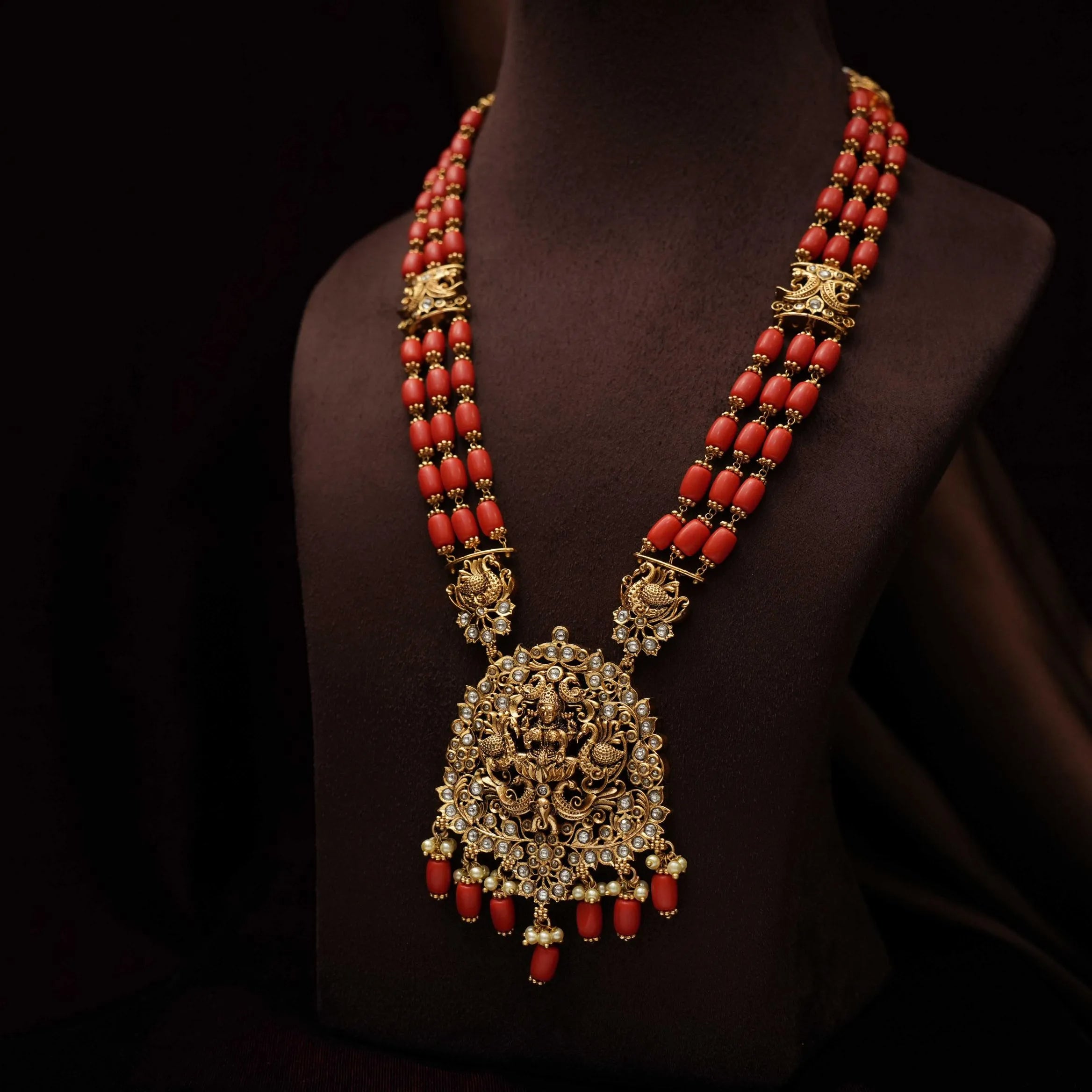 Tivra Antique Coral Beaded Necklace