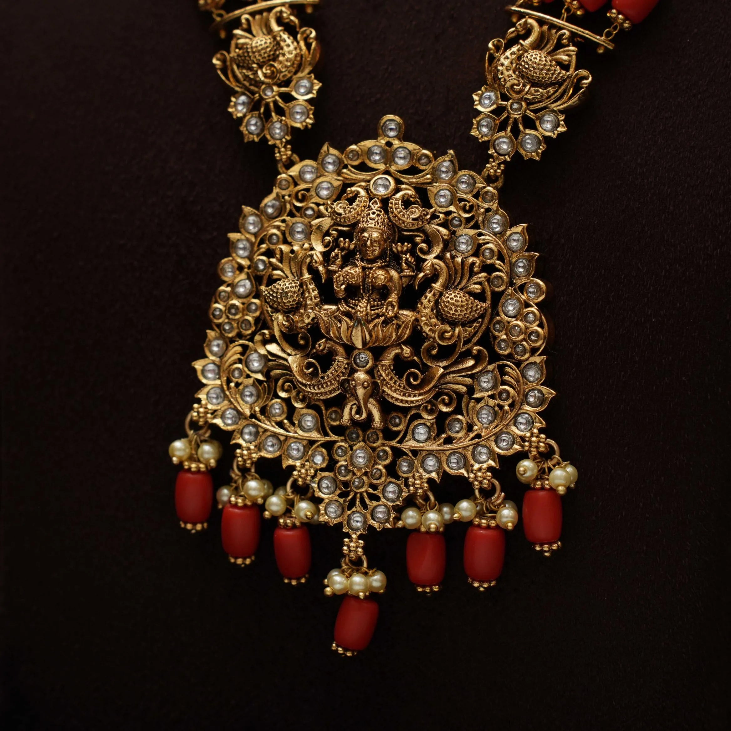 Tivra Antique Coral Beaded Necklace