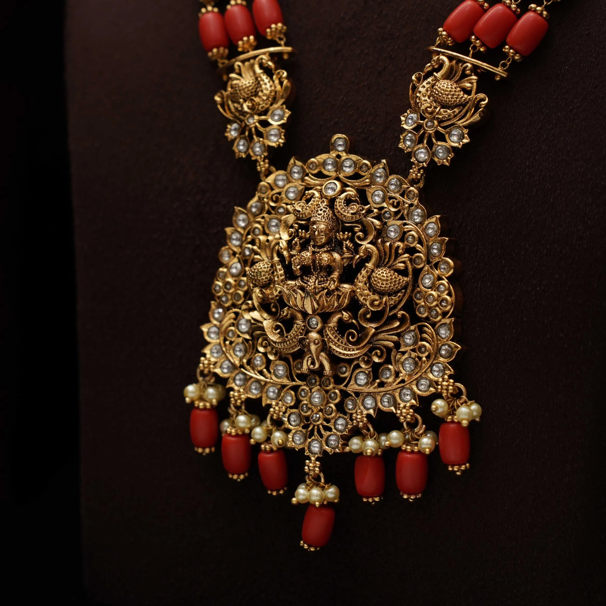 Tivra Antique Coral Beaded Necklace