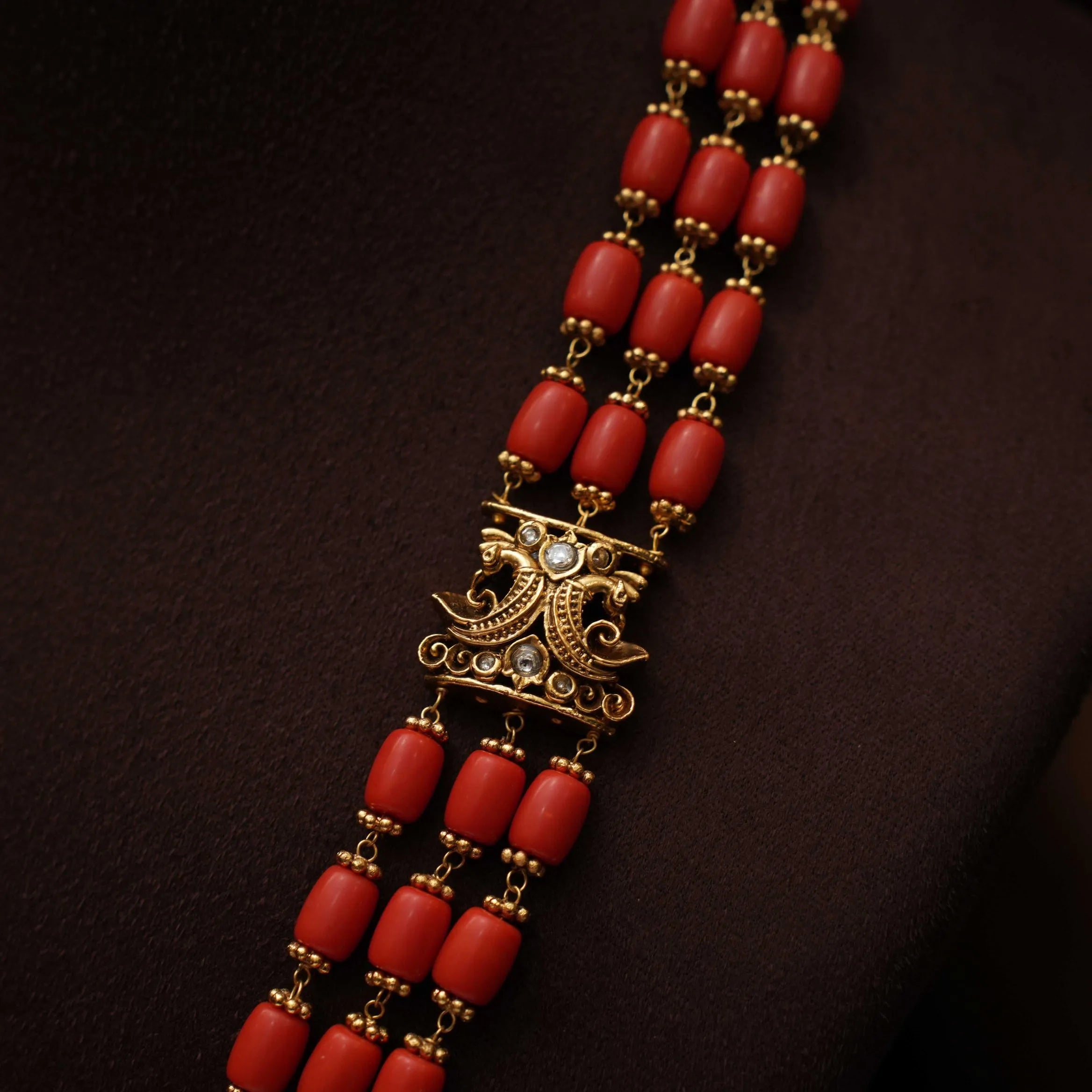 Tivra Antique Coral Beaded Necklace