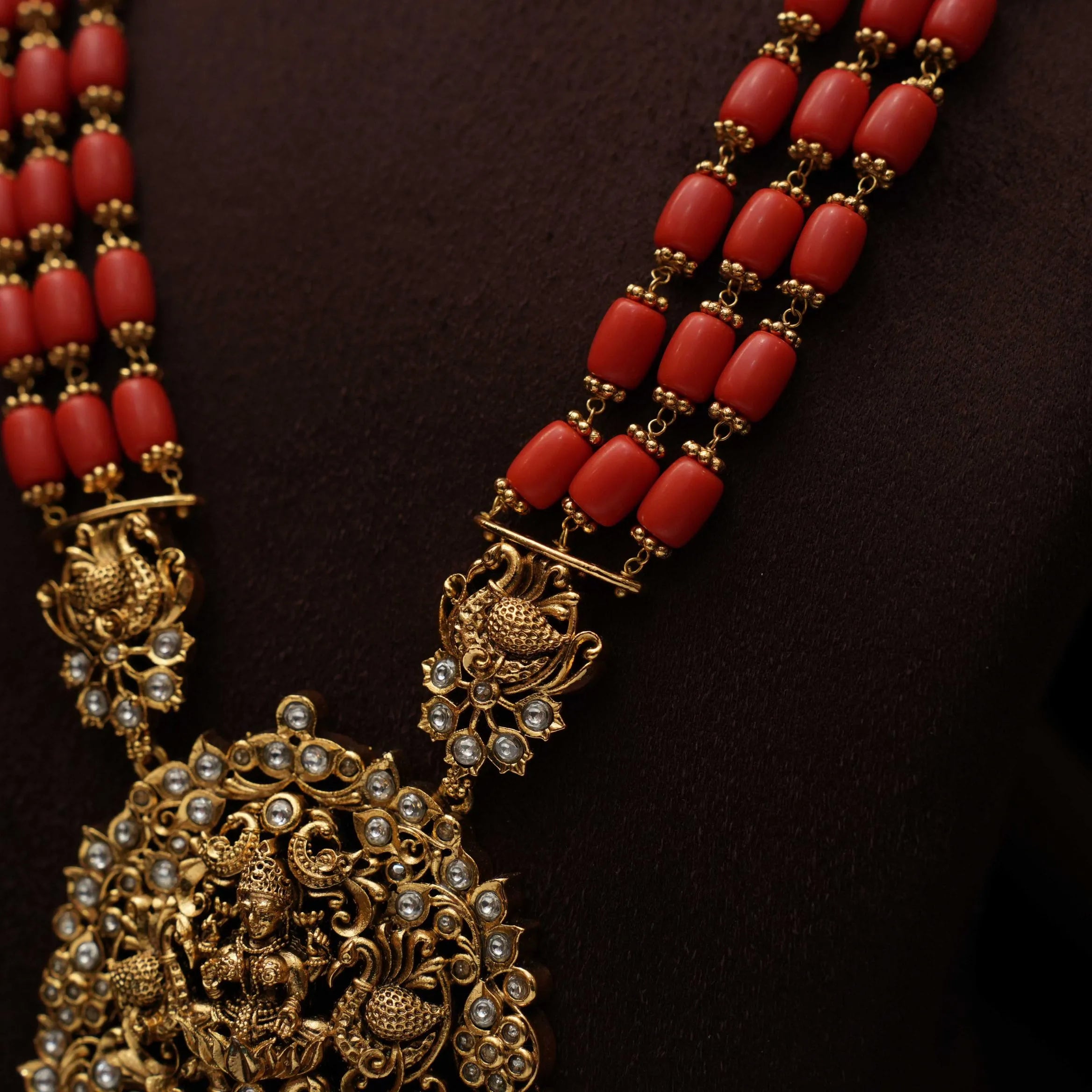 Tivra Antique Coral Beaded Necklace