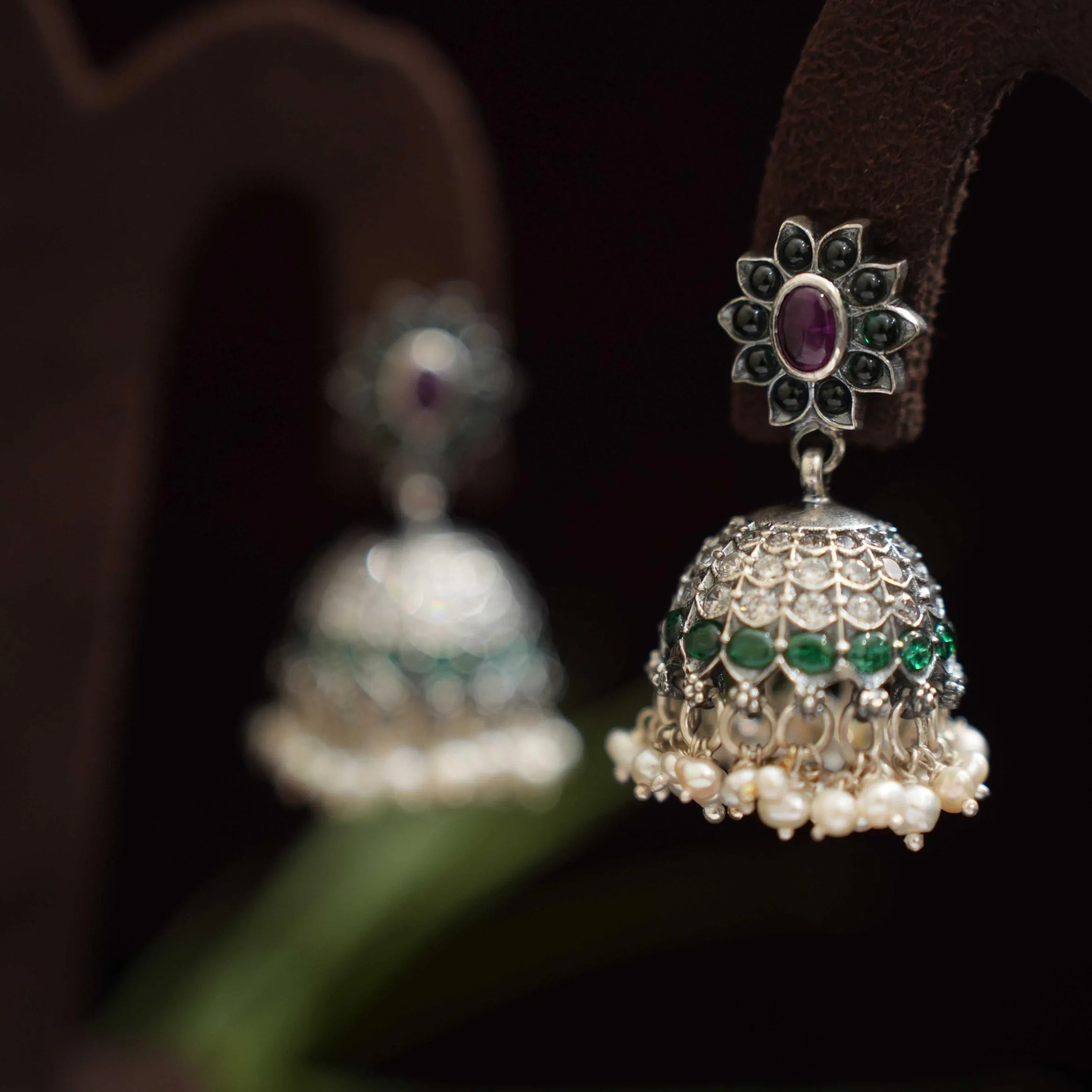 Trinabh Silver Jhumka Earrings