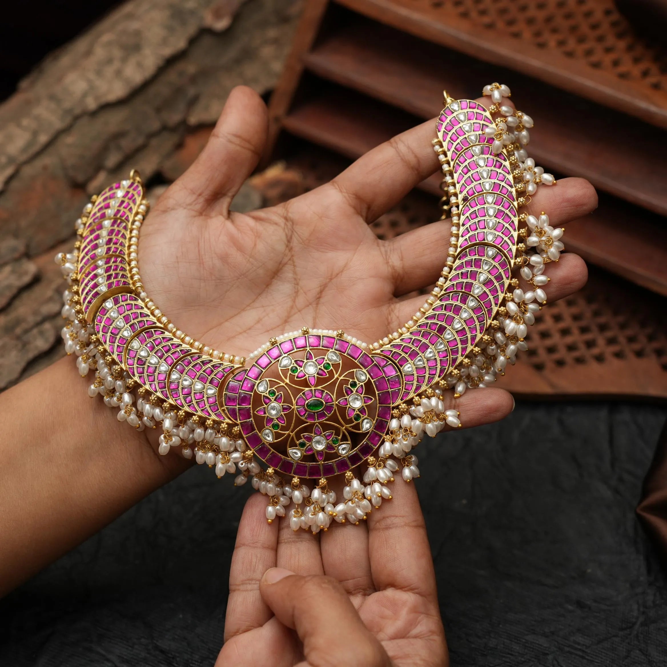 Trinay Pearl Polki Necklace