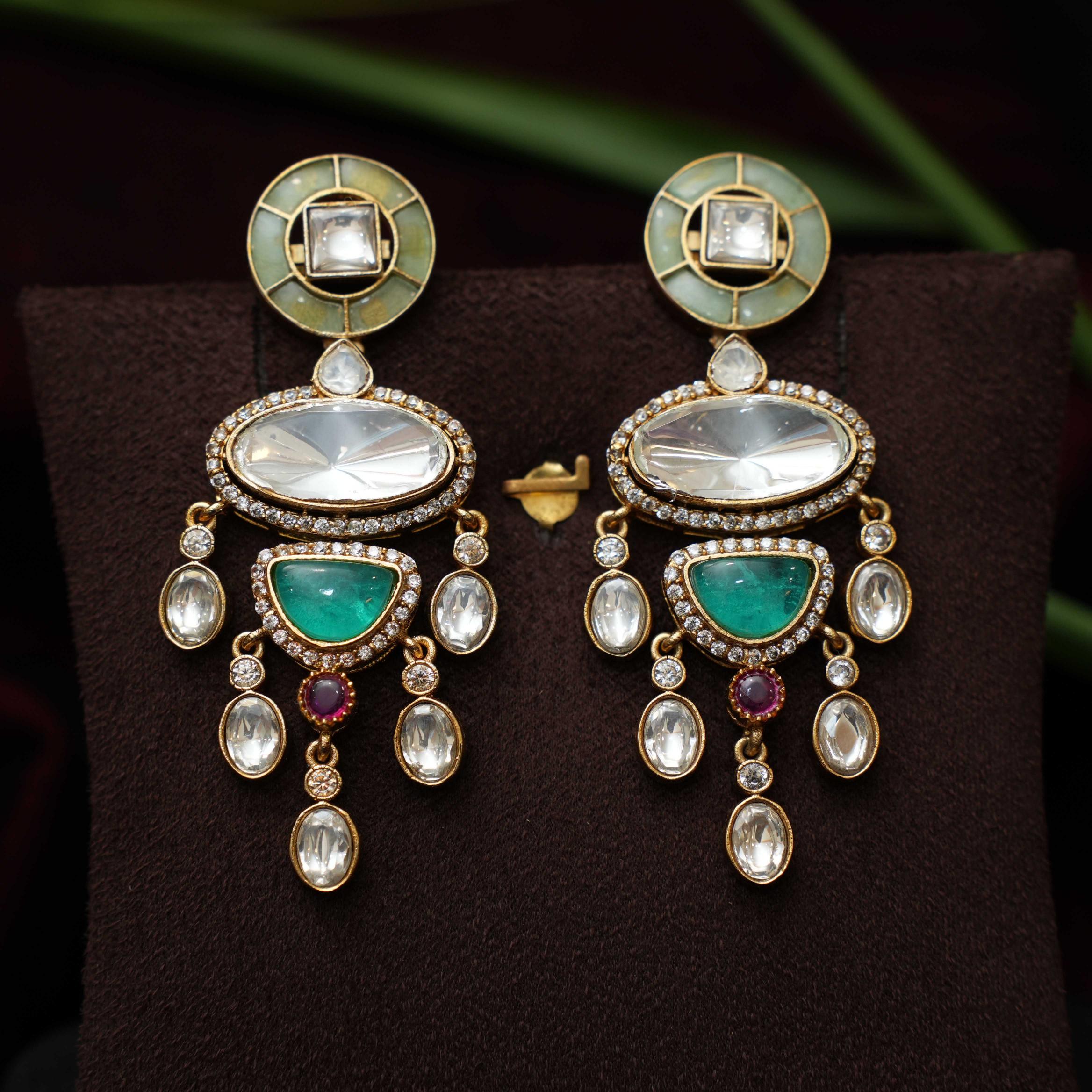 Tripti Polki Designer Earrings - Pastel Green