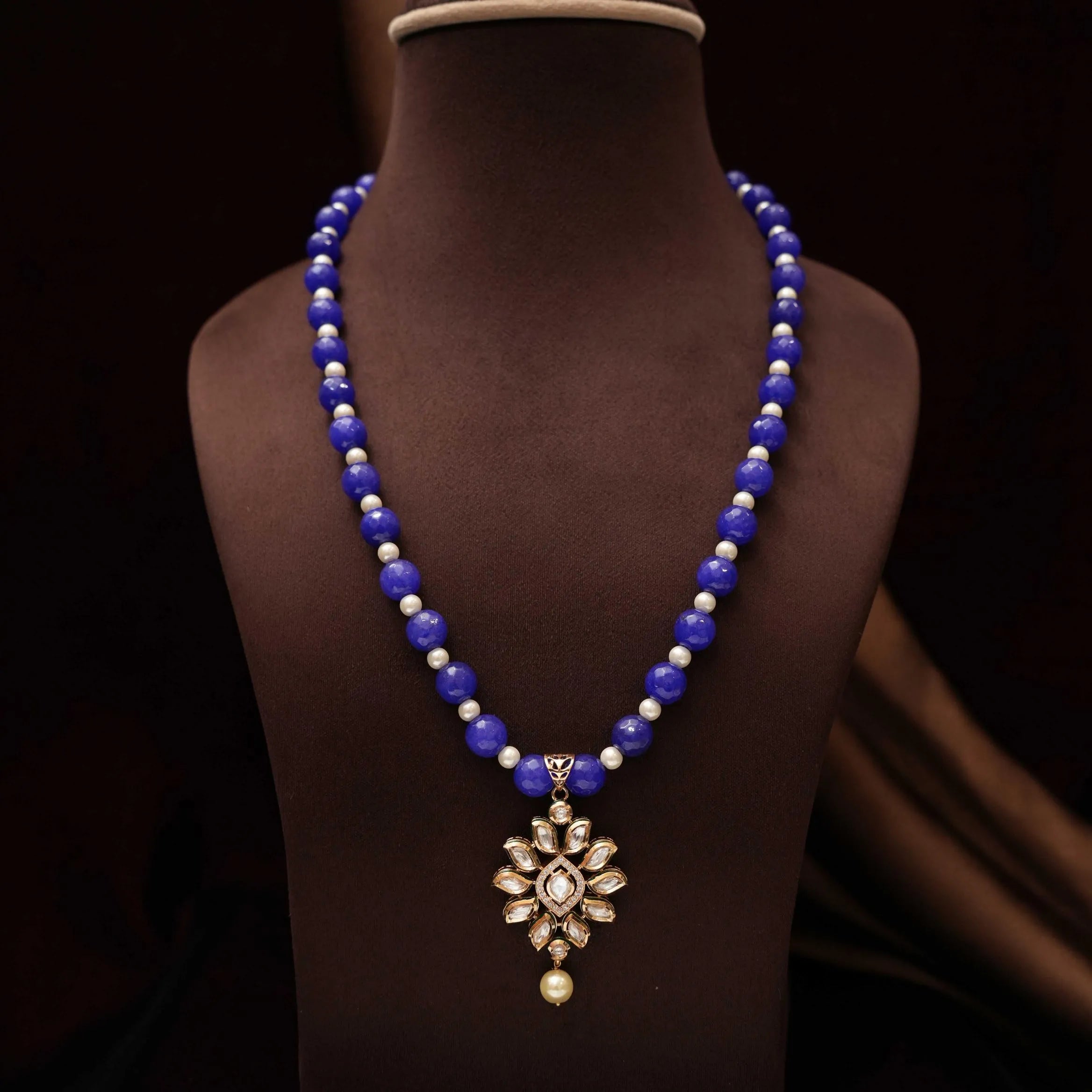 Tulsi Beaded Kundan Necklace