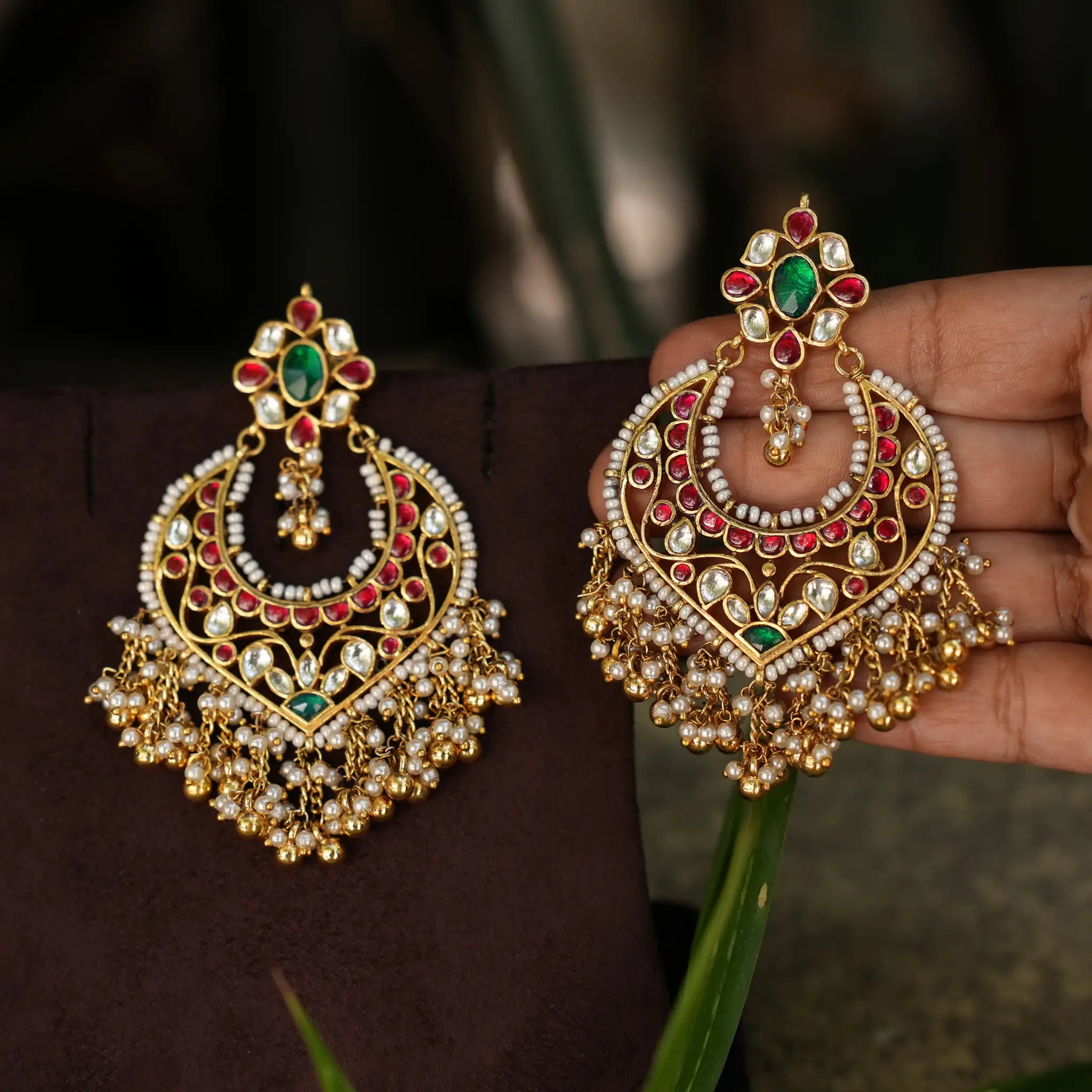 Tvesa Polki Chandbali Earrings