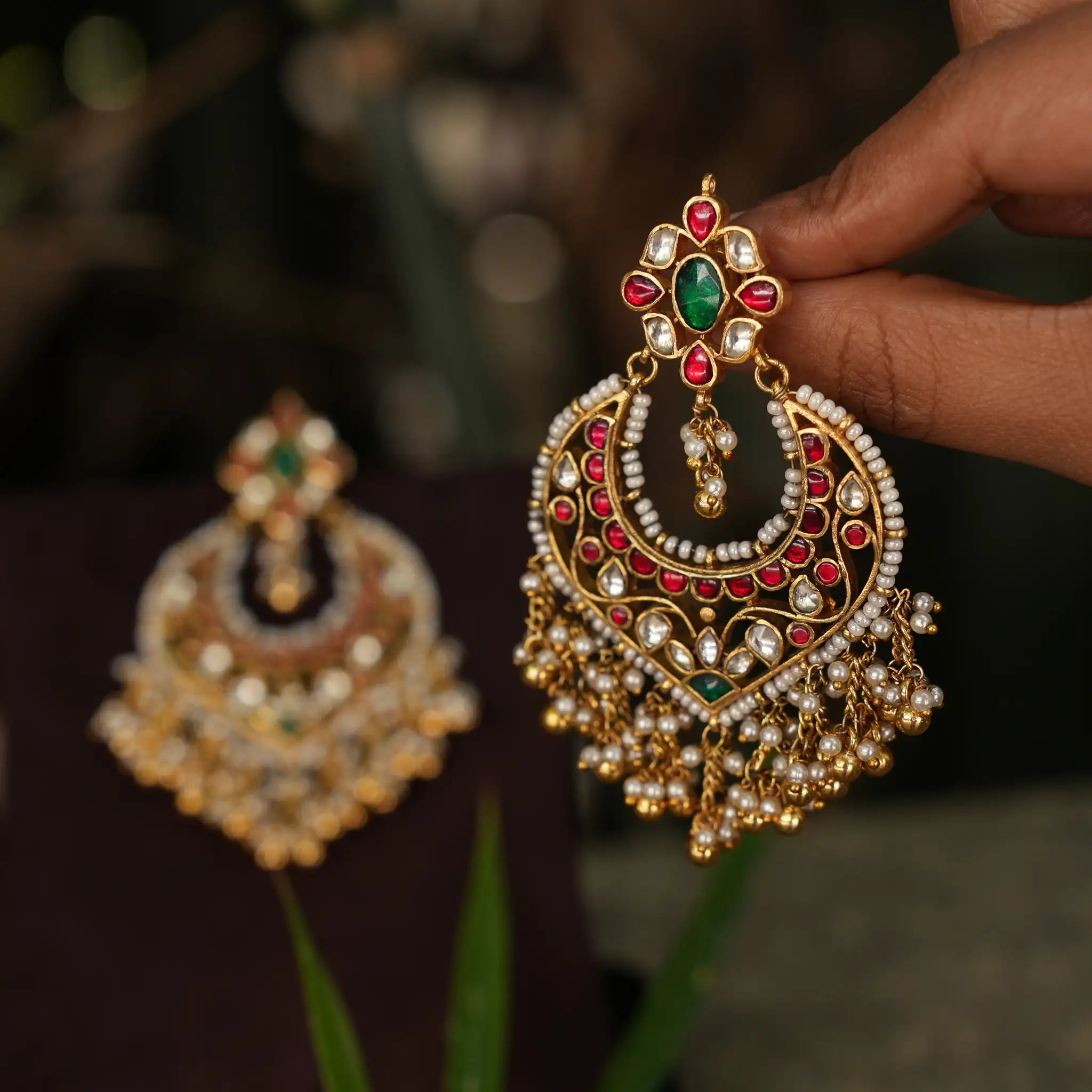 Tvesa Polki Chandbali Earrings