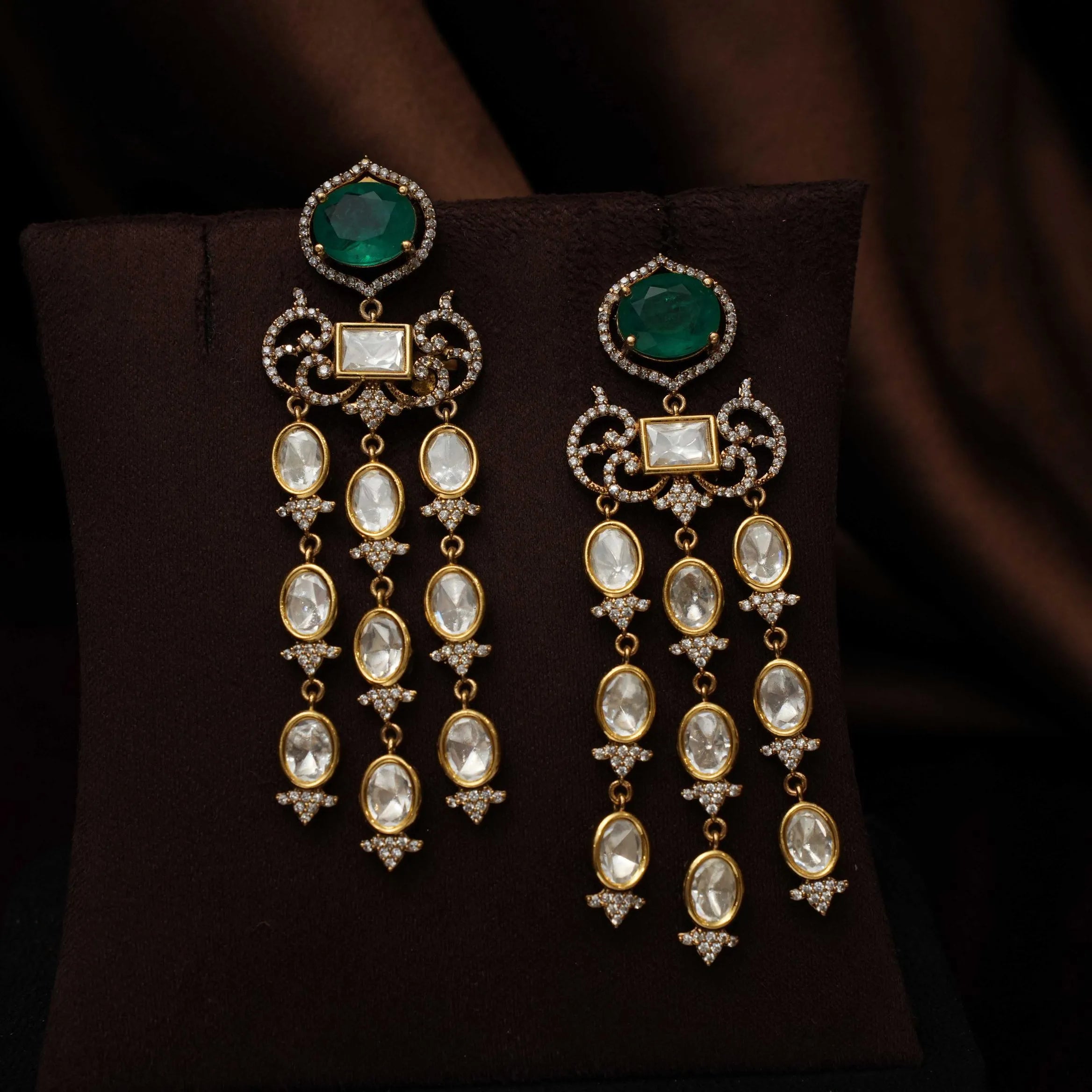 Urbilva Victorian Designer Earrings - Dark Green