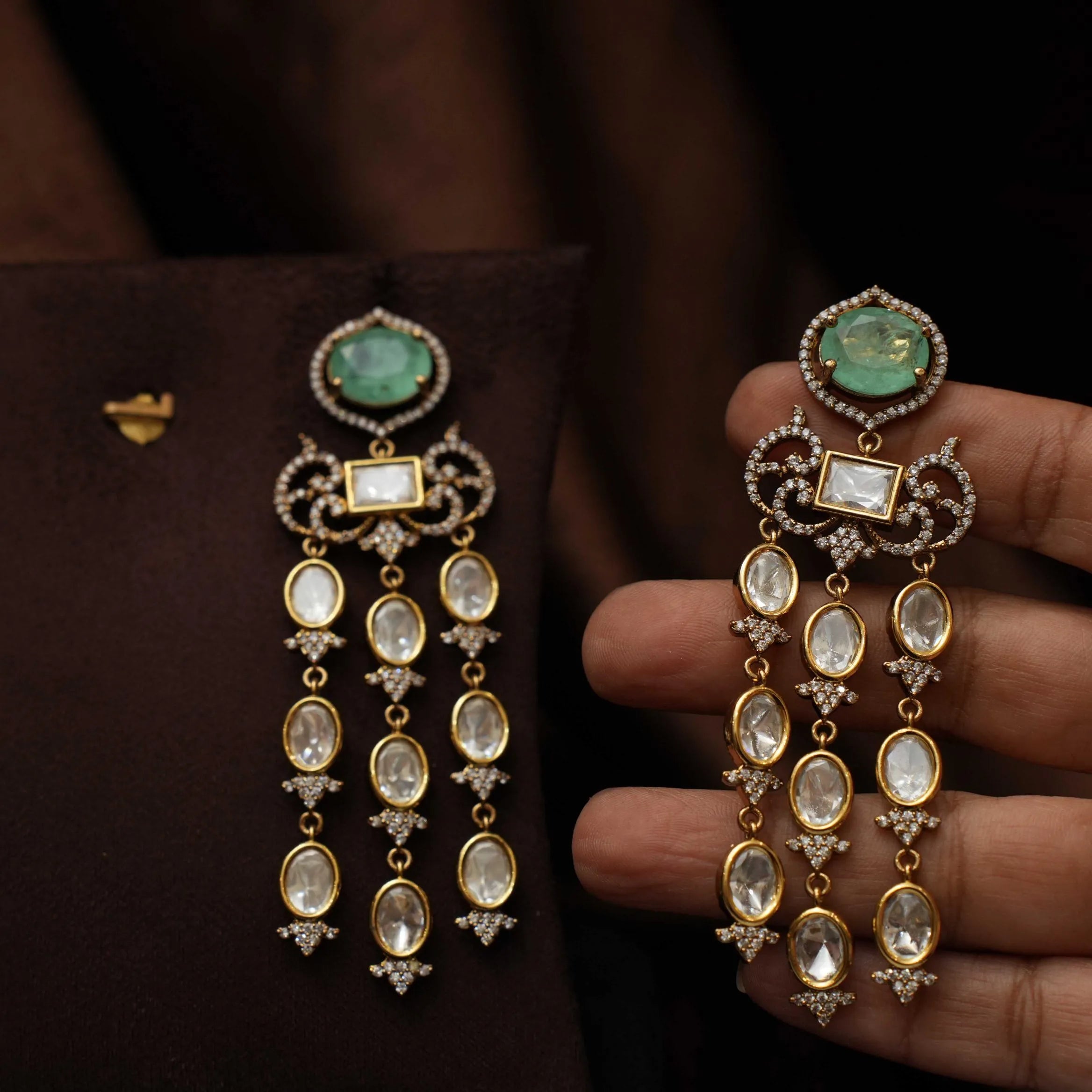 Urbilva Victorian Designer Earrings - Pastel Green