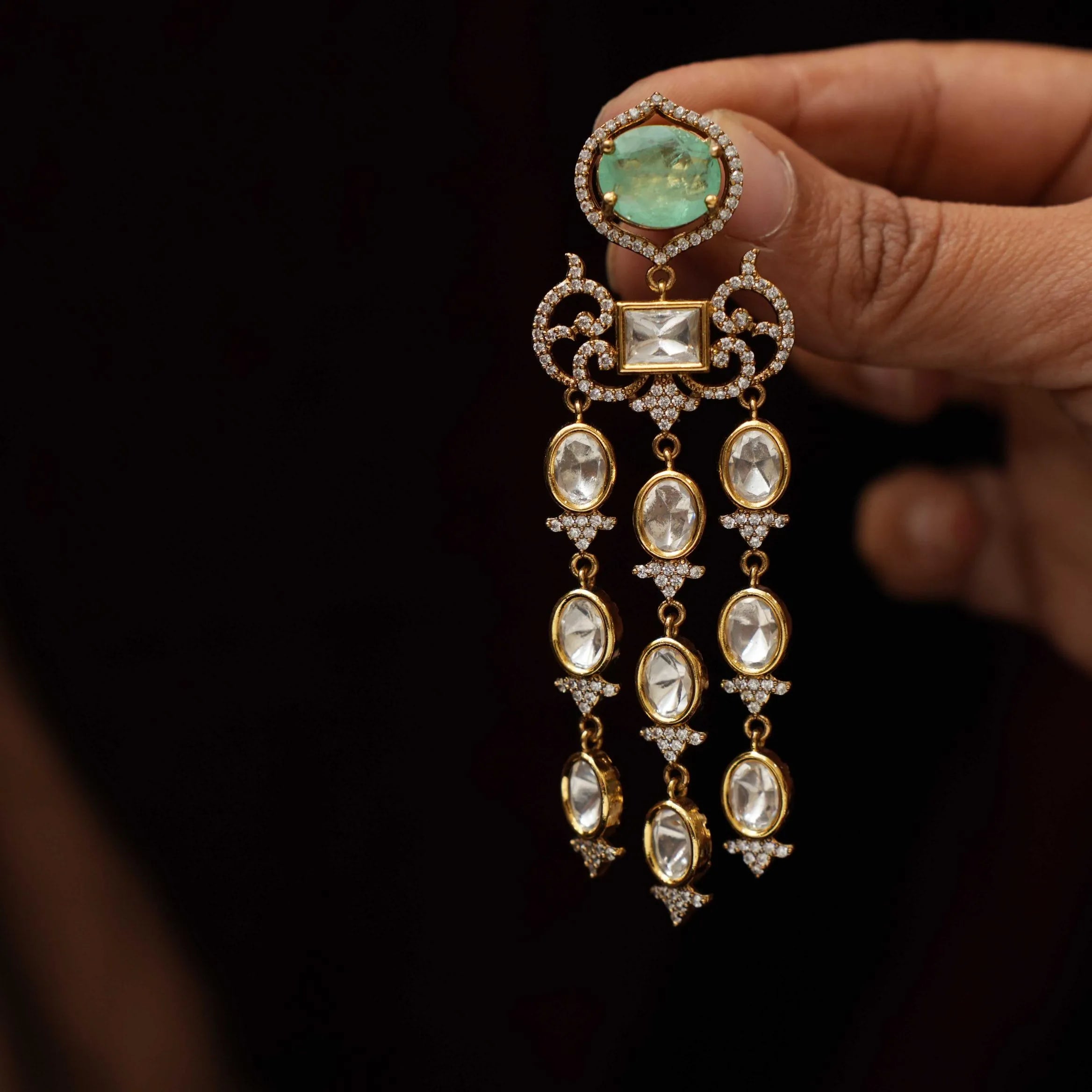 Urbilva Victorian Designer Earrings - Pastel Green