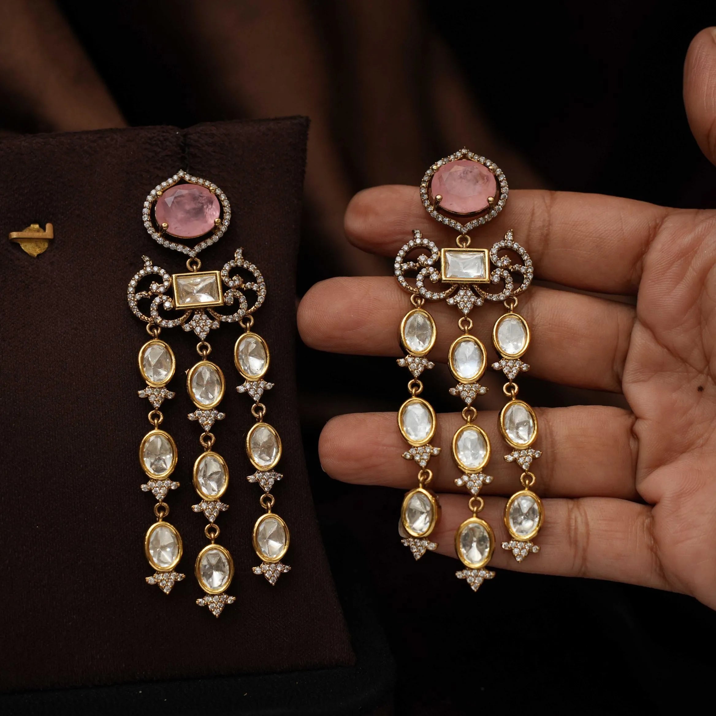 Urbilva Victorian Designer Earrings - Pink