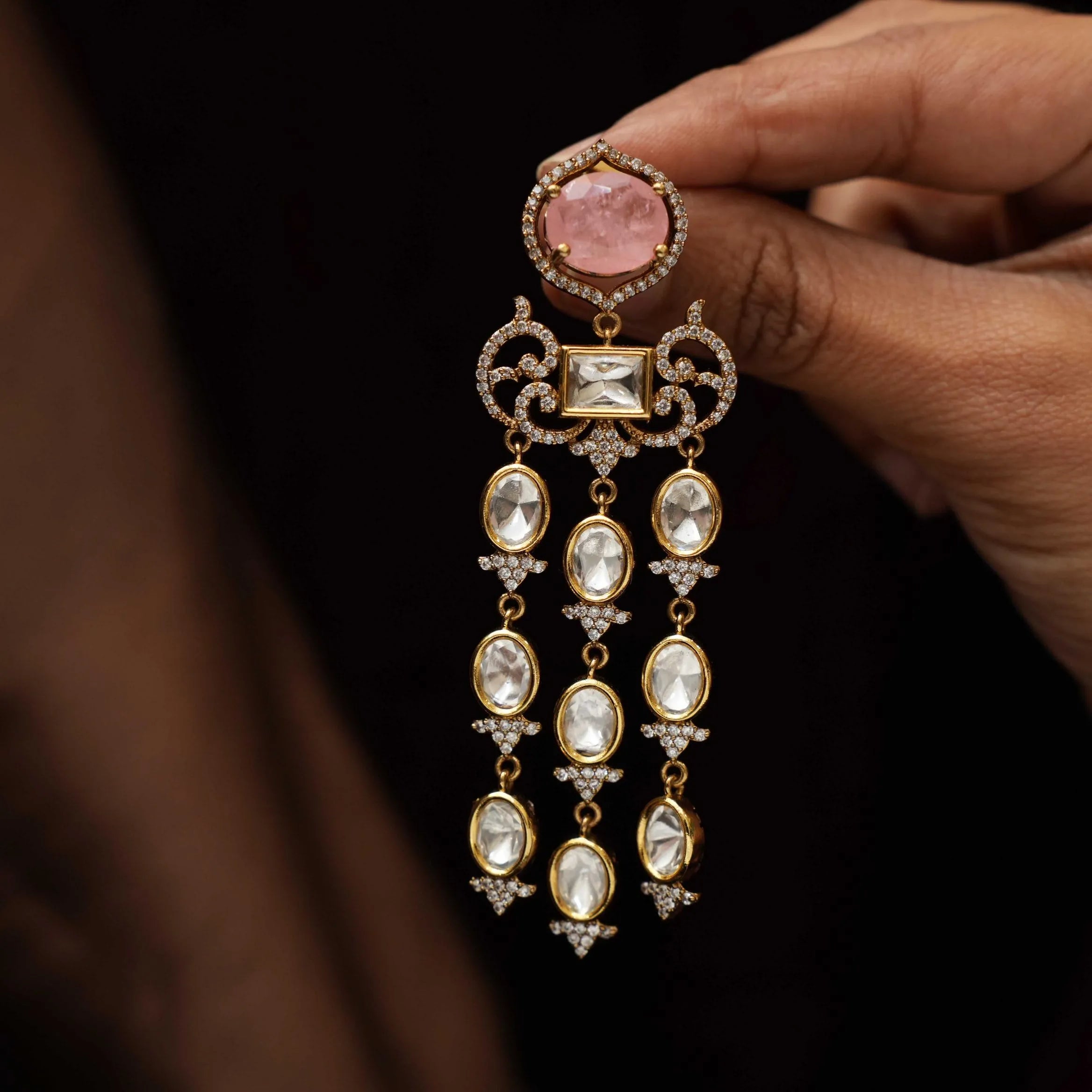 Urbilva Victorian Designer Earrings - Pink