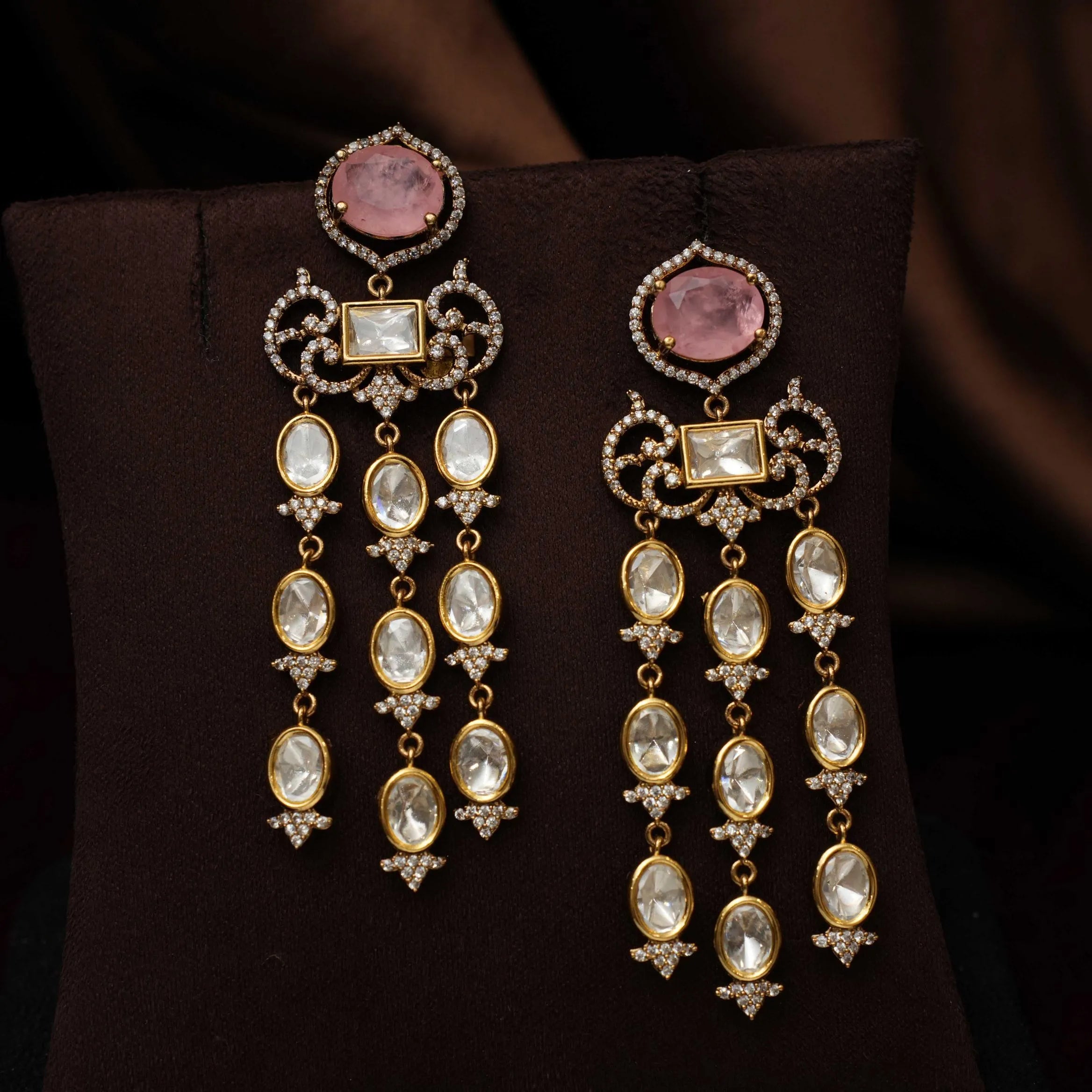 Urbilva Victorian Designer Earrings - Pink