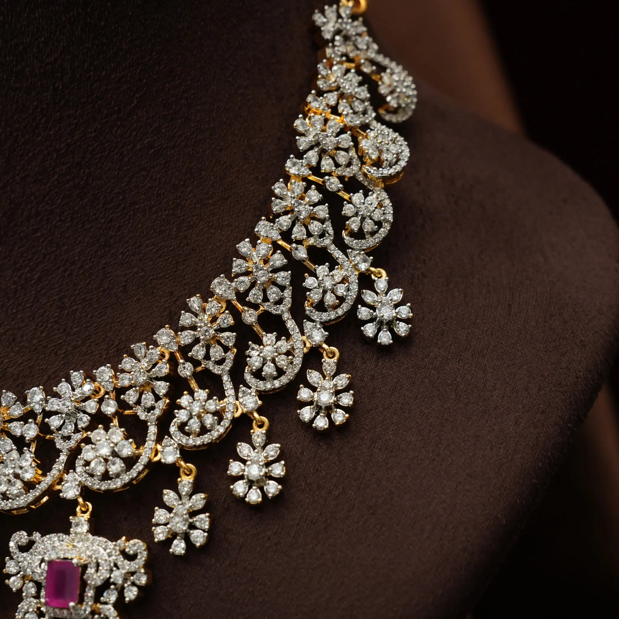 Vahnika Zircon Necklace - Ruby