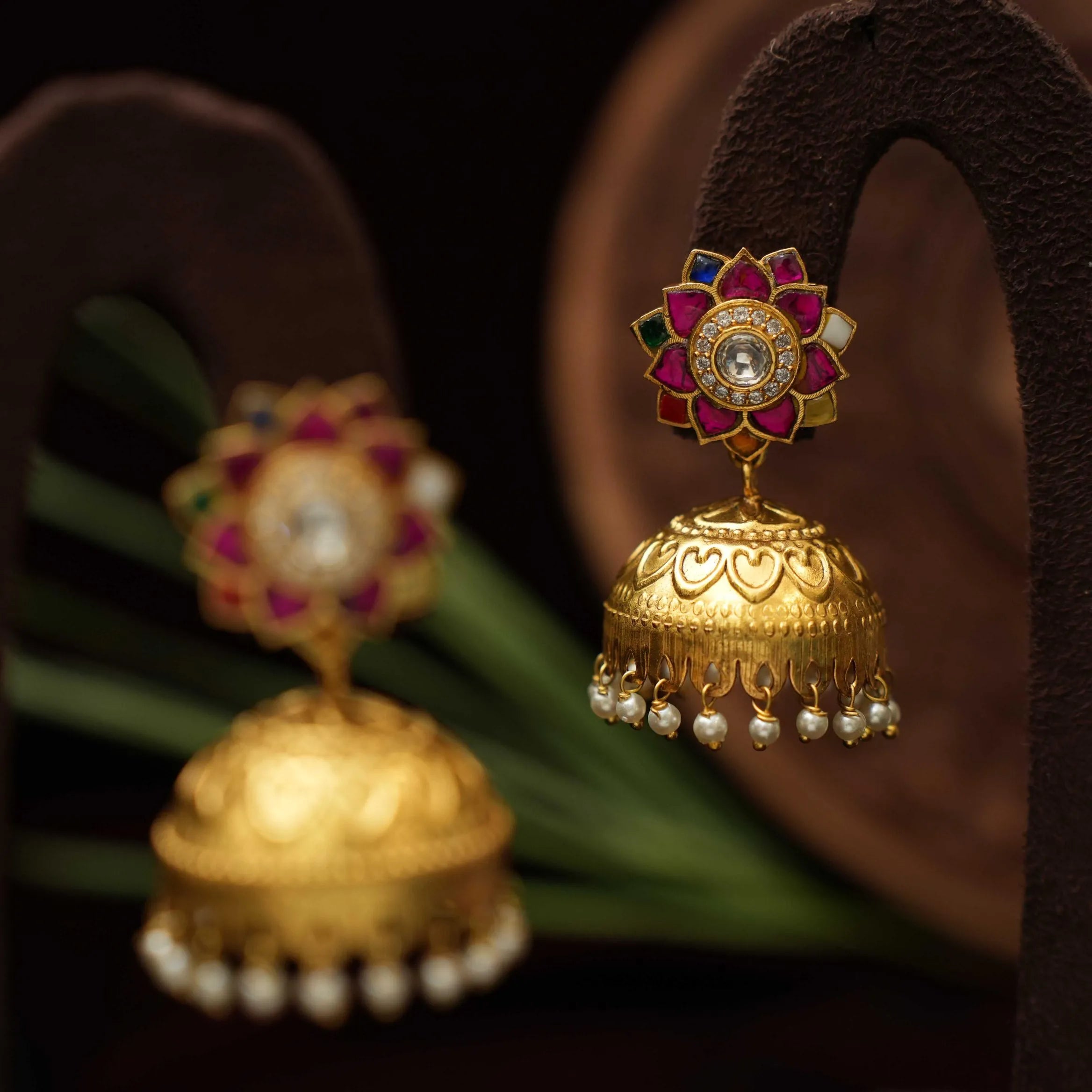 Vaisiri Polki Jhumka - Multicolor