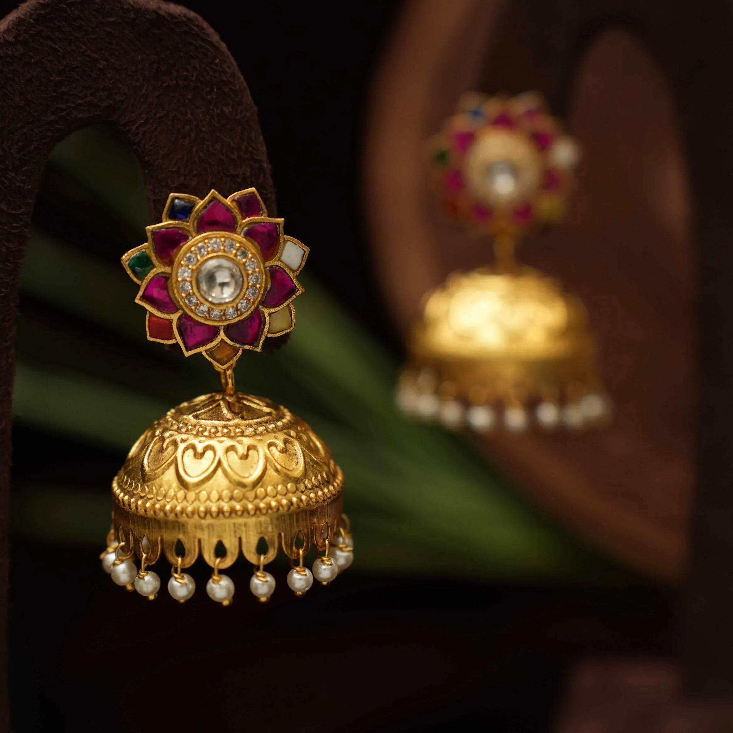 Vaisiri Polki Jhumka - Multicolor