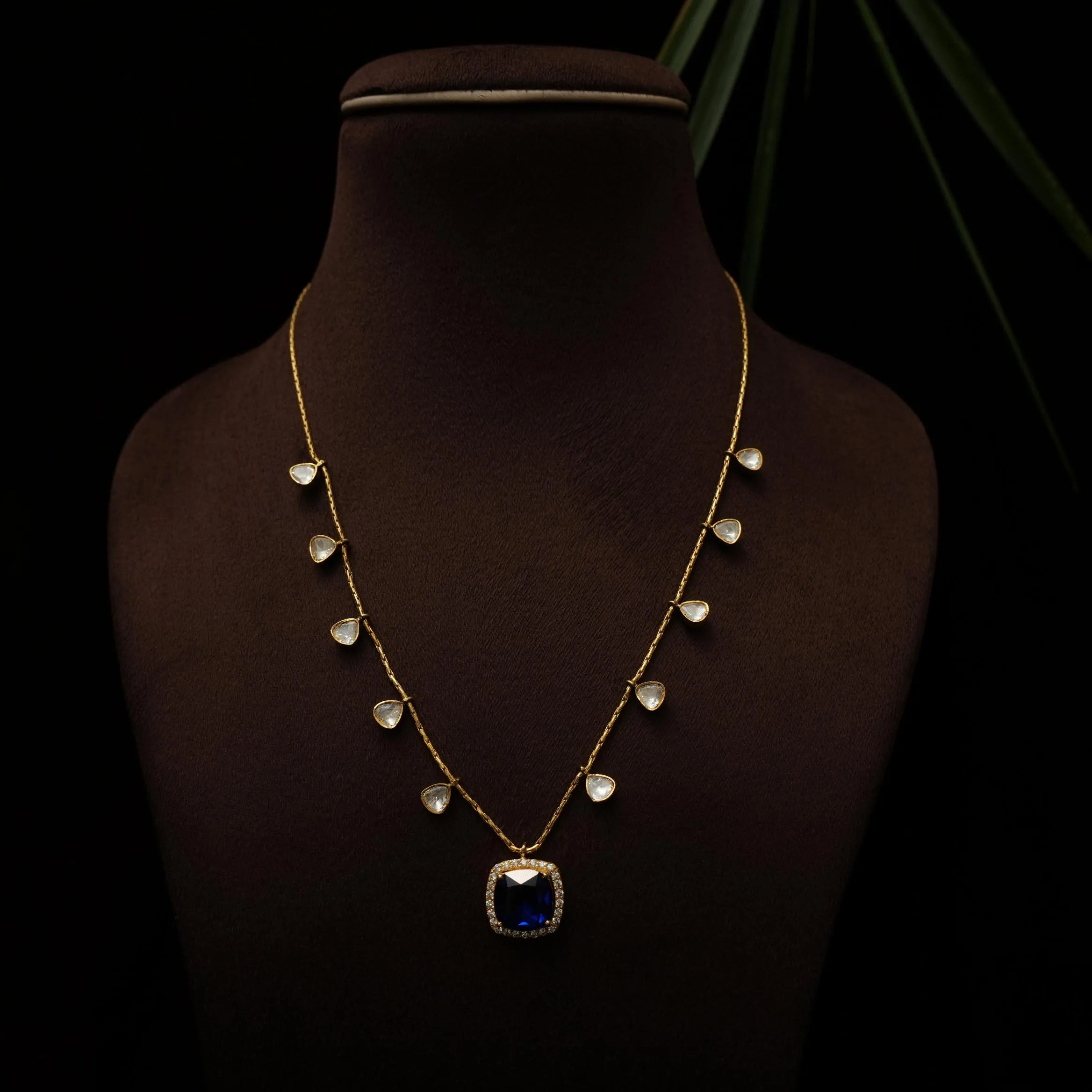 Vaisnavi Silver Necklace - Blue