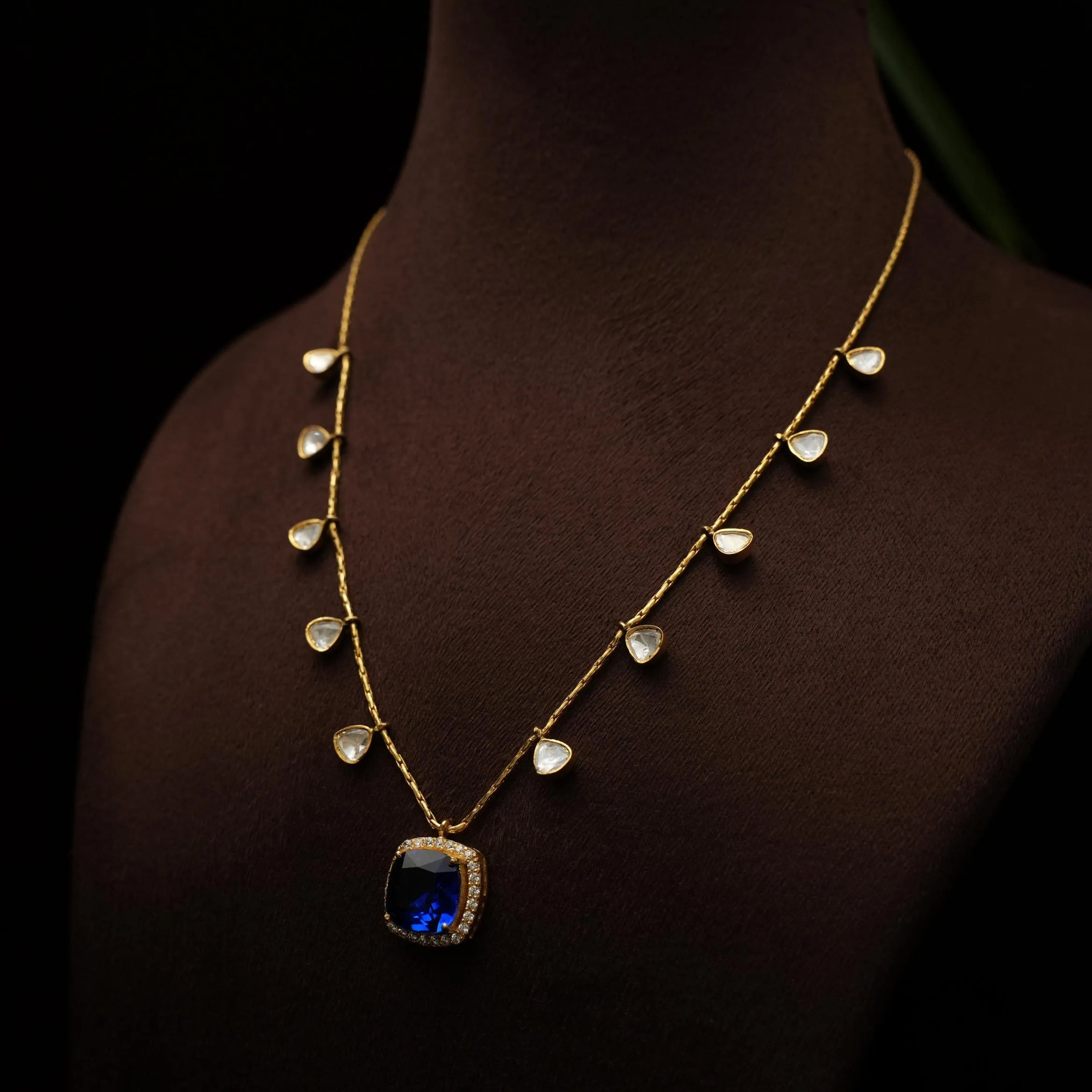 Vaisnavi Silver Necklace - Blue