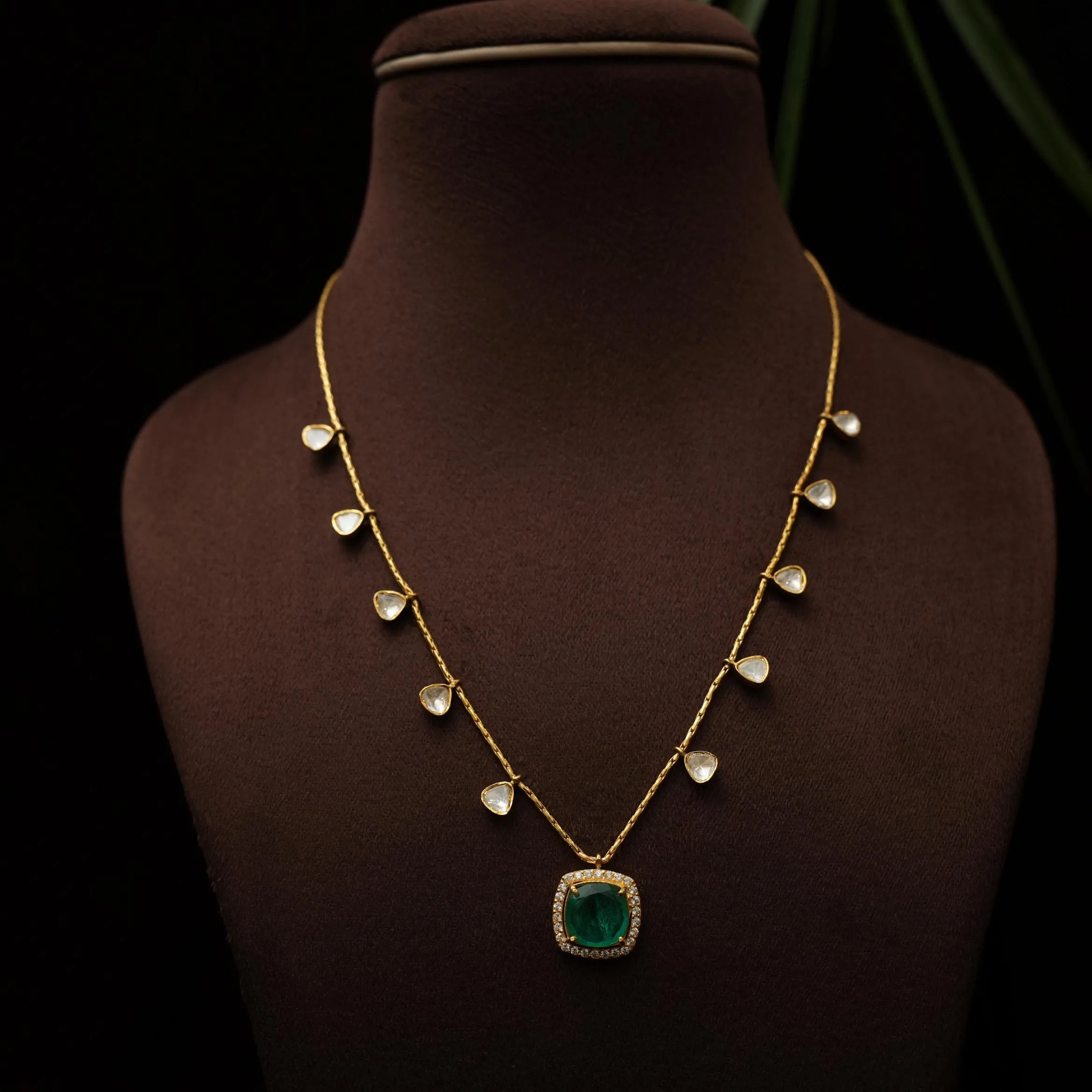 Vaisnavi Silver Necklace - Green