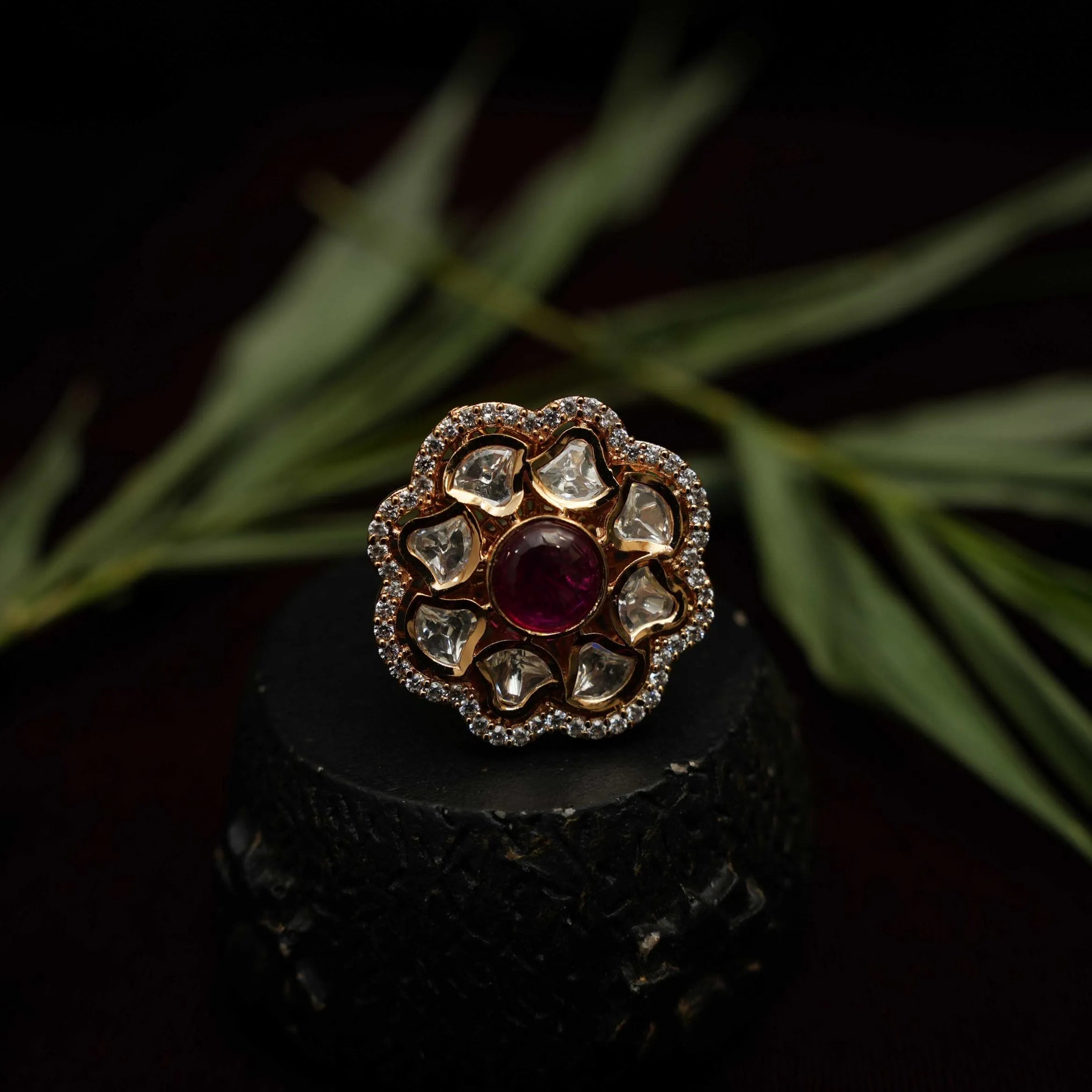 Vamsi Polki Ring - Red