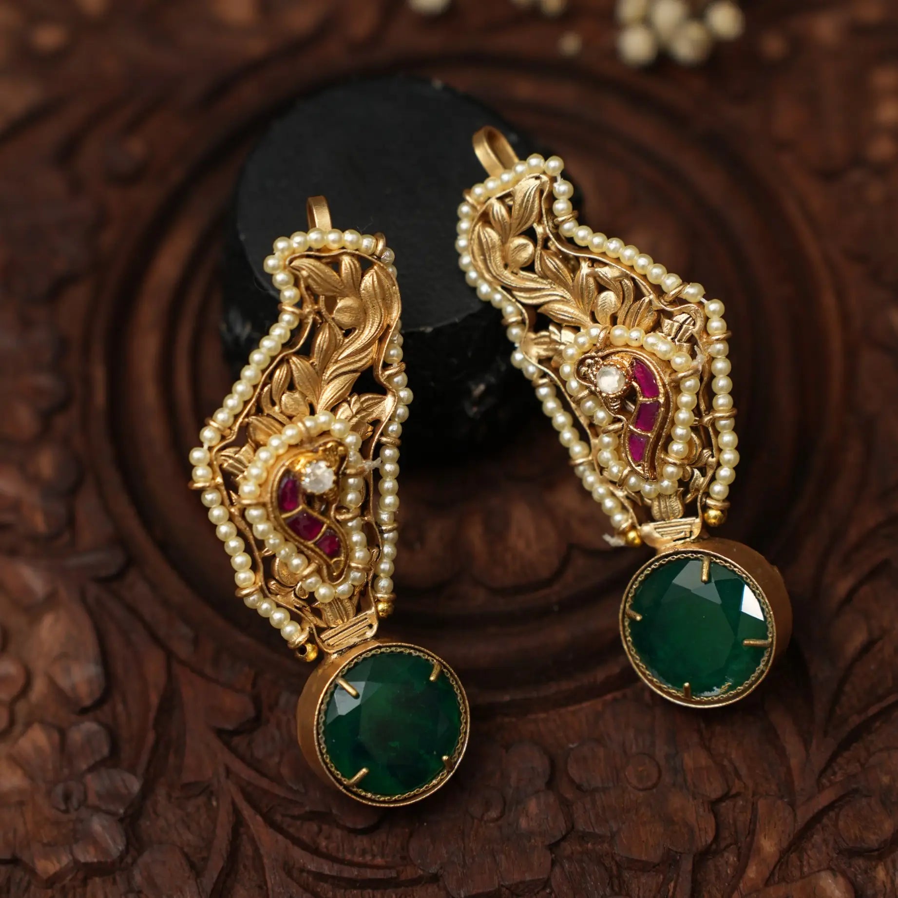 Vanca Antique Designer Ear Cuff - Green