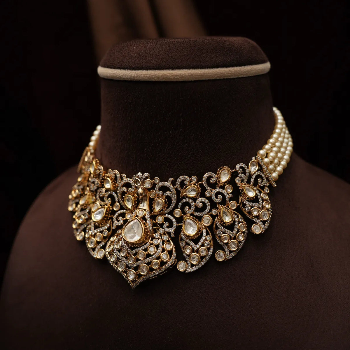 Vanisha Victorian Polki Necklace - Pearl