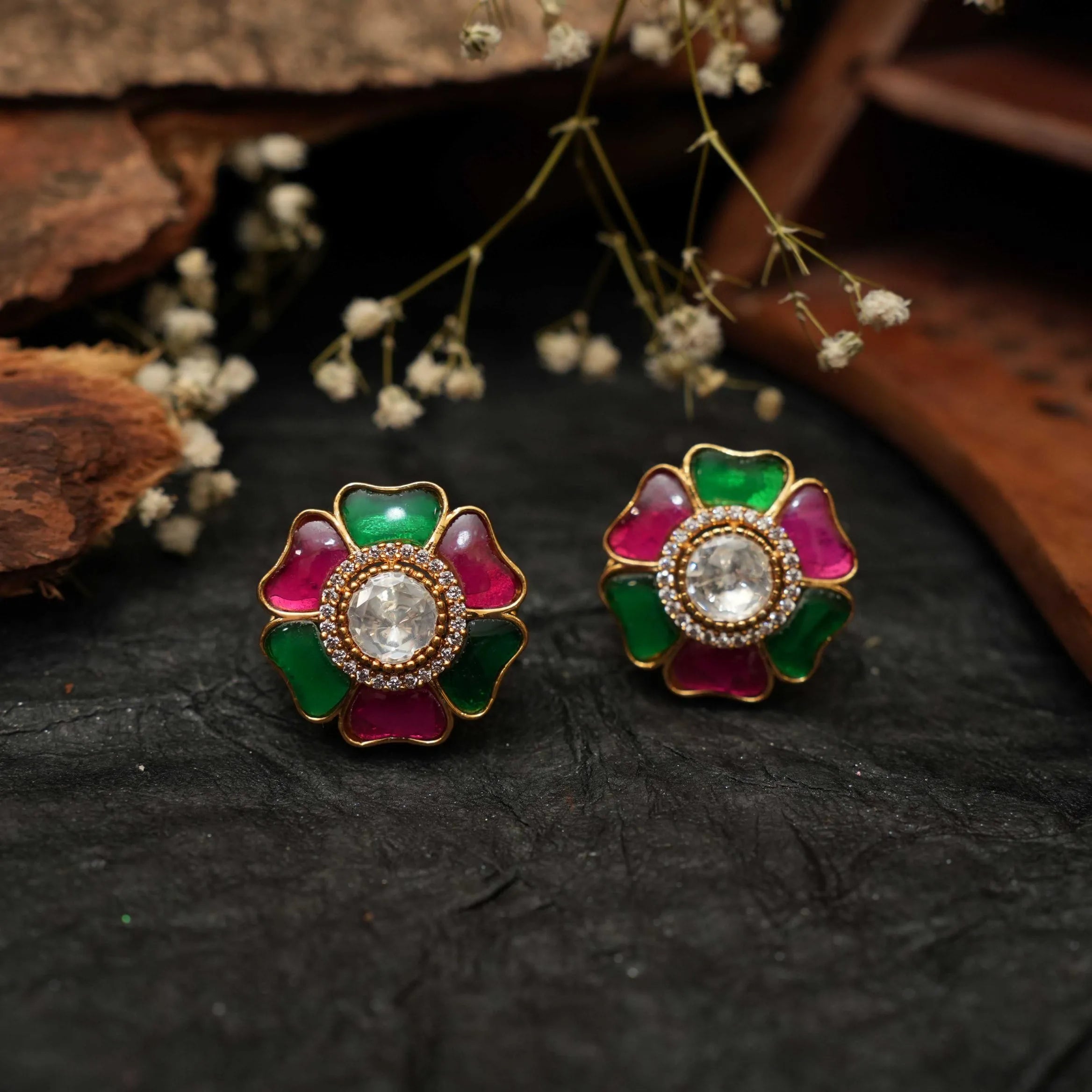 Vanya Polki Ear Stud - Multicolor