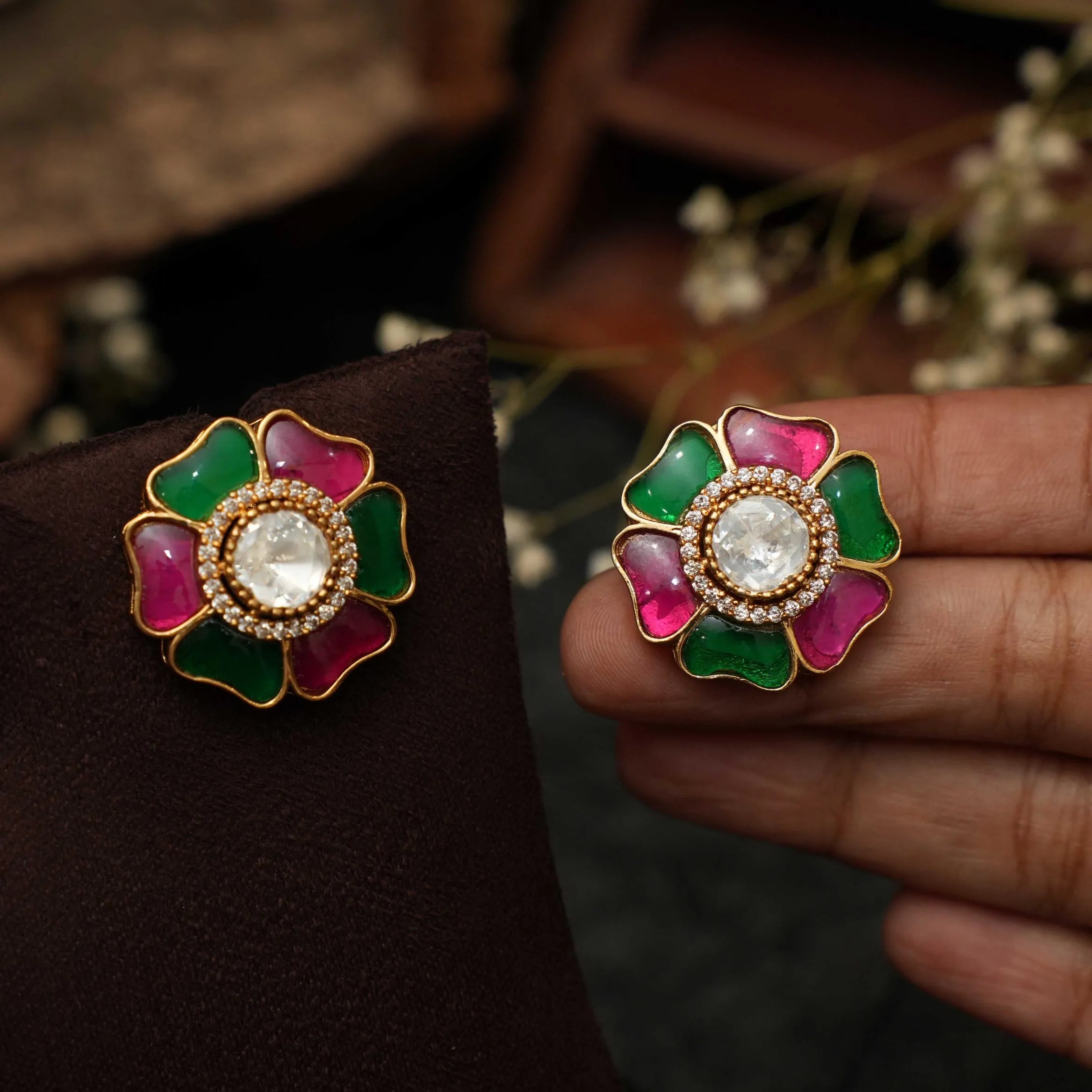 Vanya Polki Ear Stud - Multicolor