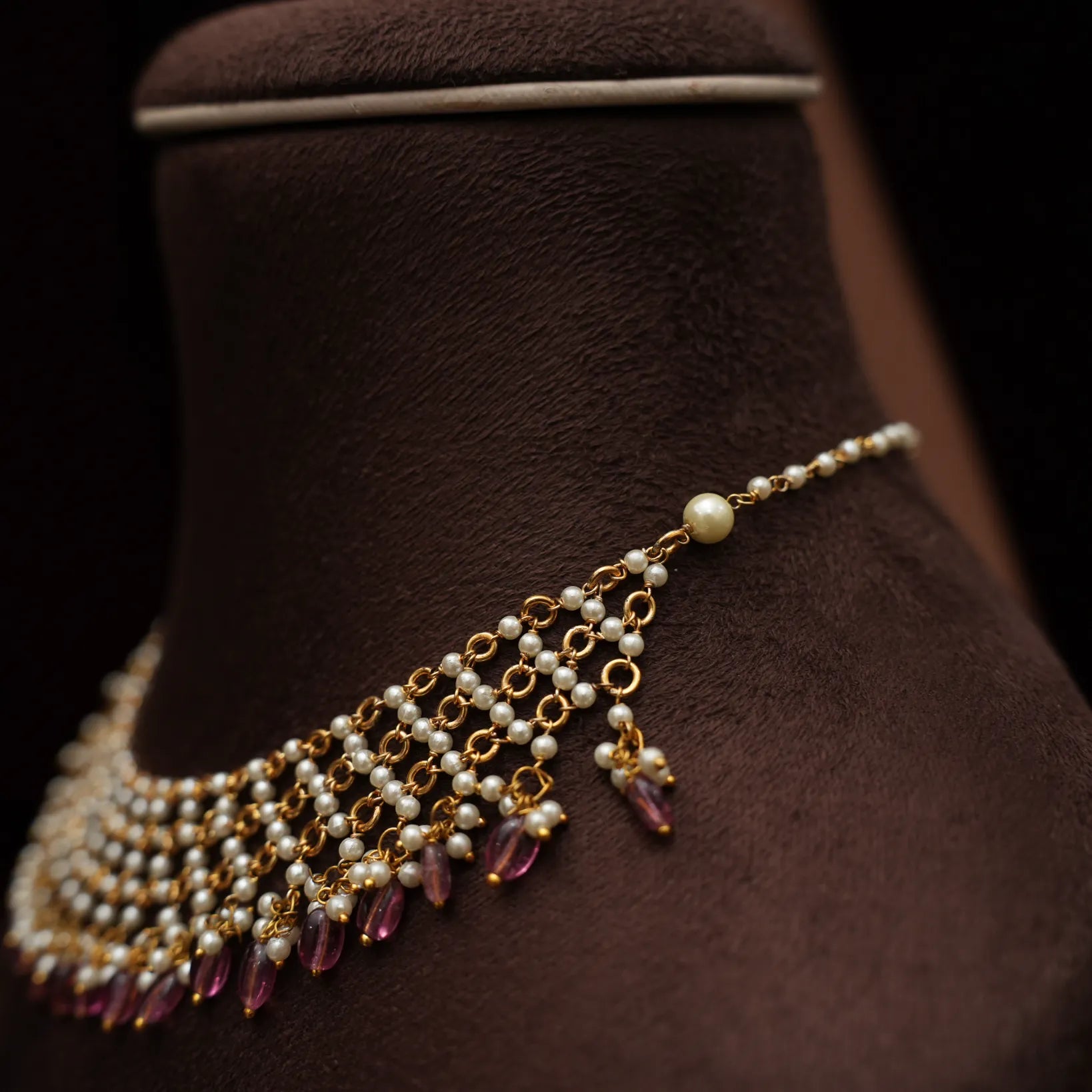 Vanya Polki Necklace - Ruby Pink