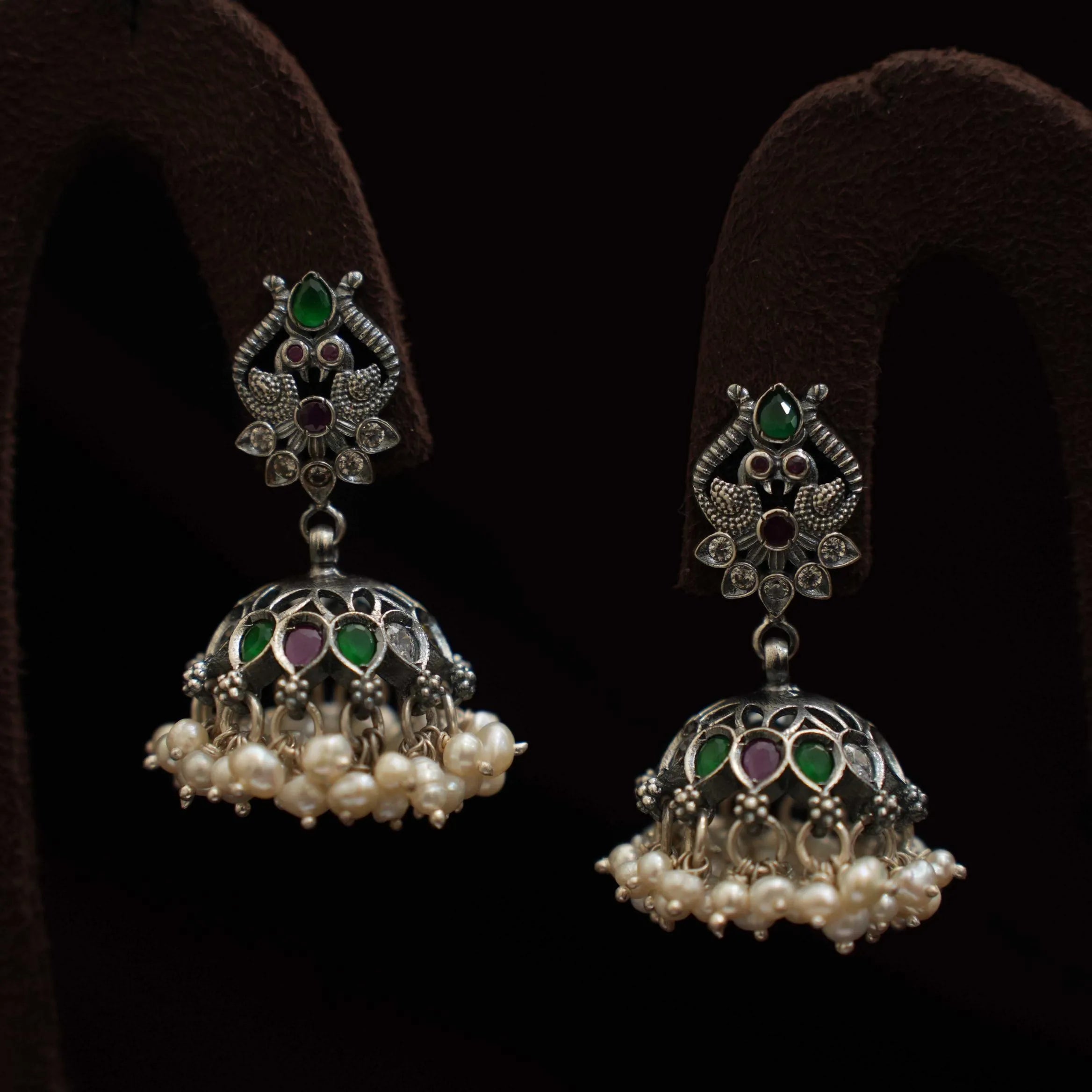 Varnit Silver Jhumka Earrings