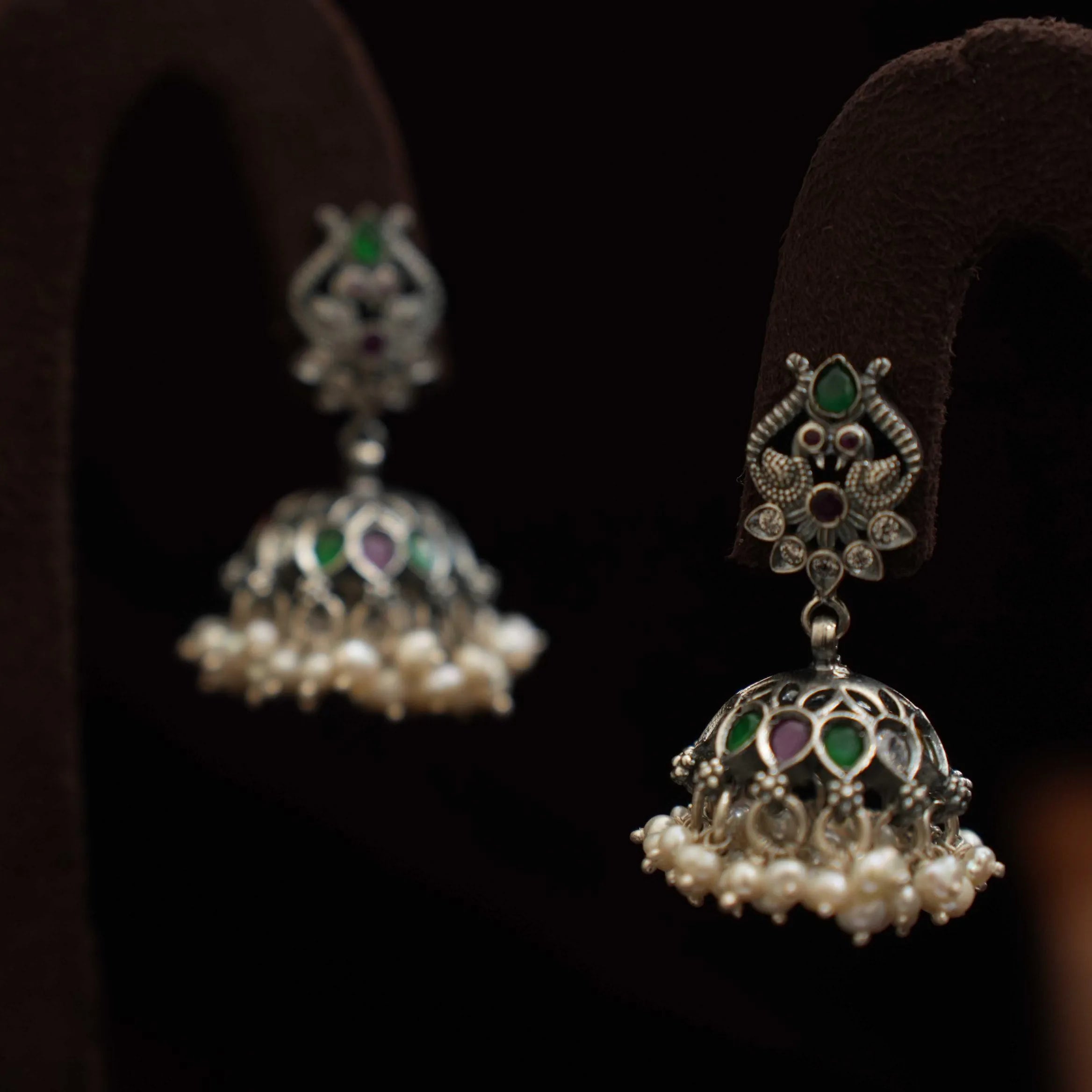 Varnit Silver Jhumka Earrings