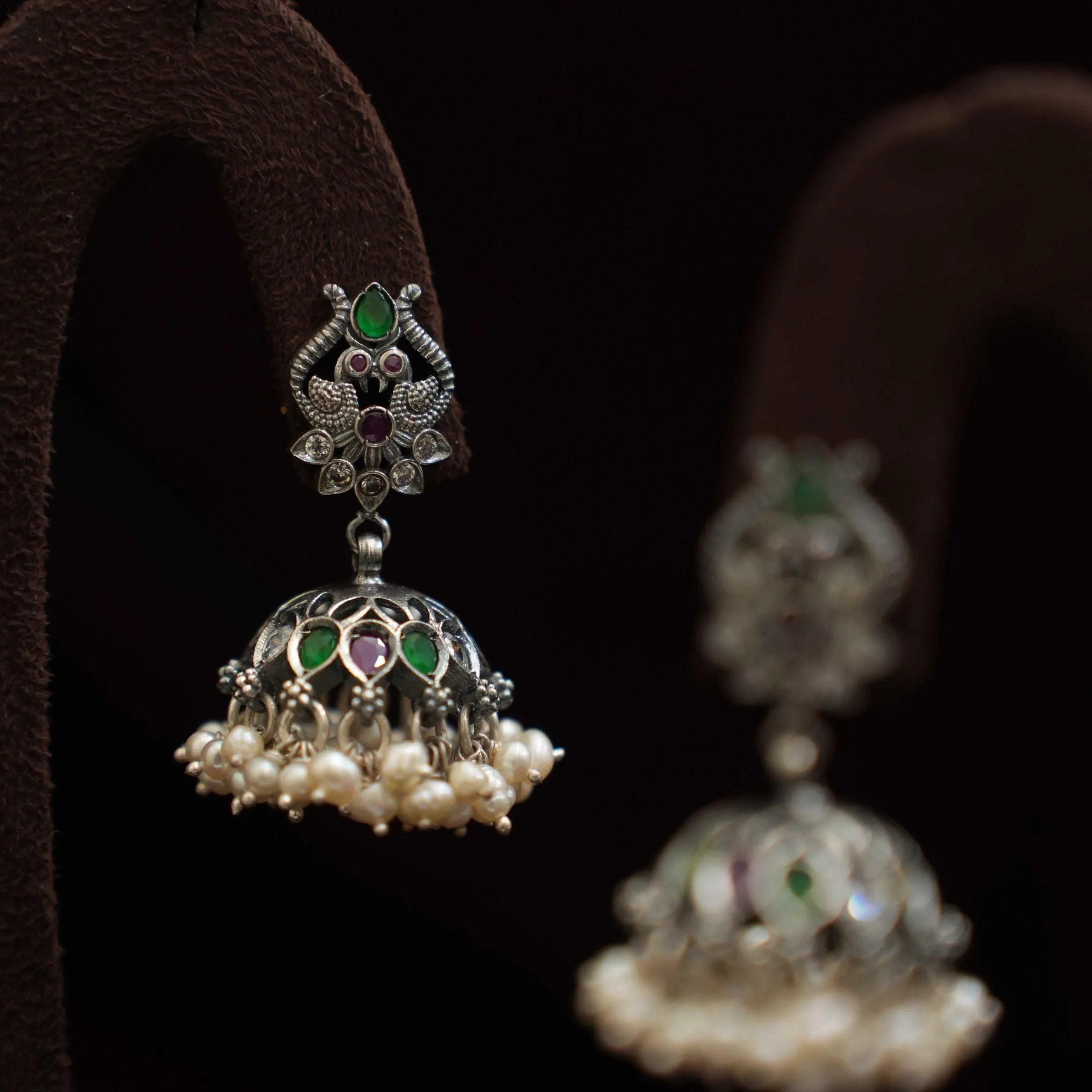 Varnit Silver Jhumka Earrings