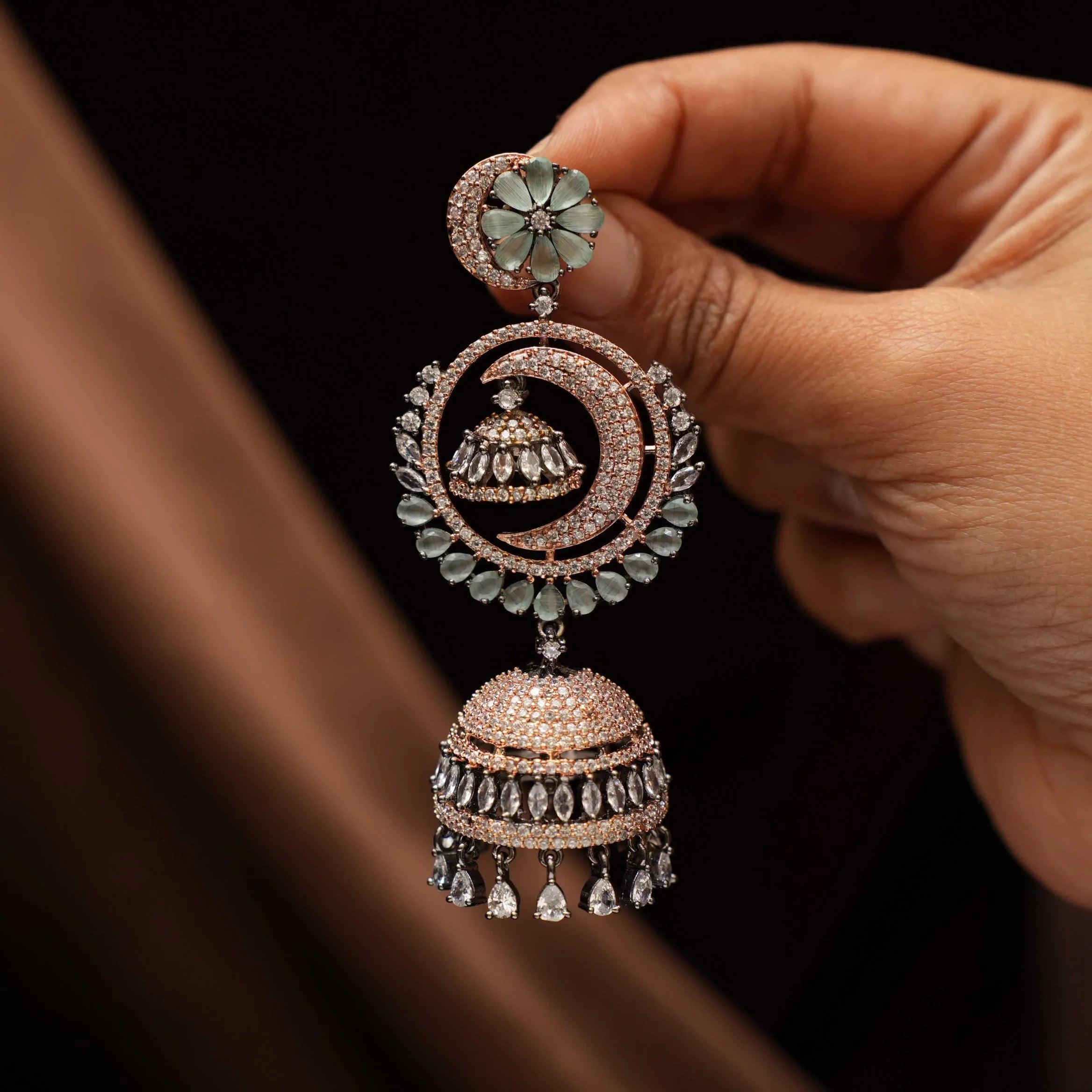 Varsha Zircon Jhumka Earrings