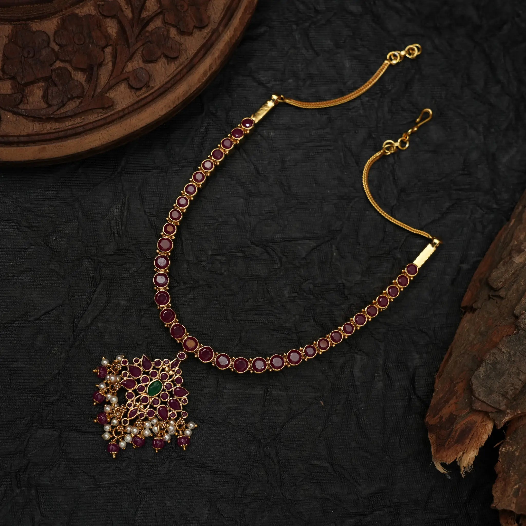 Varshini Silver Reversible Necklace