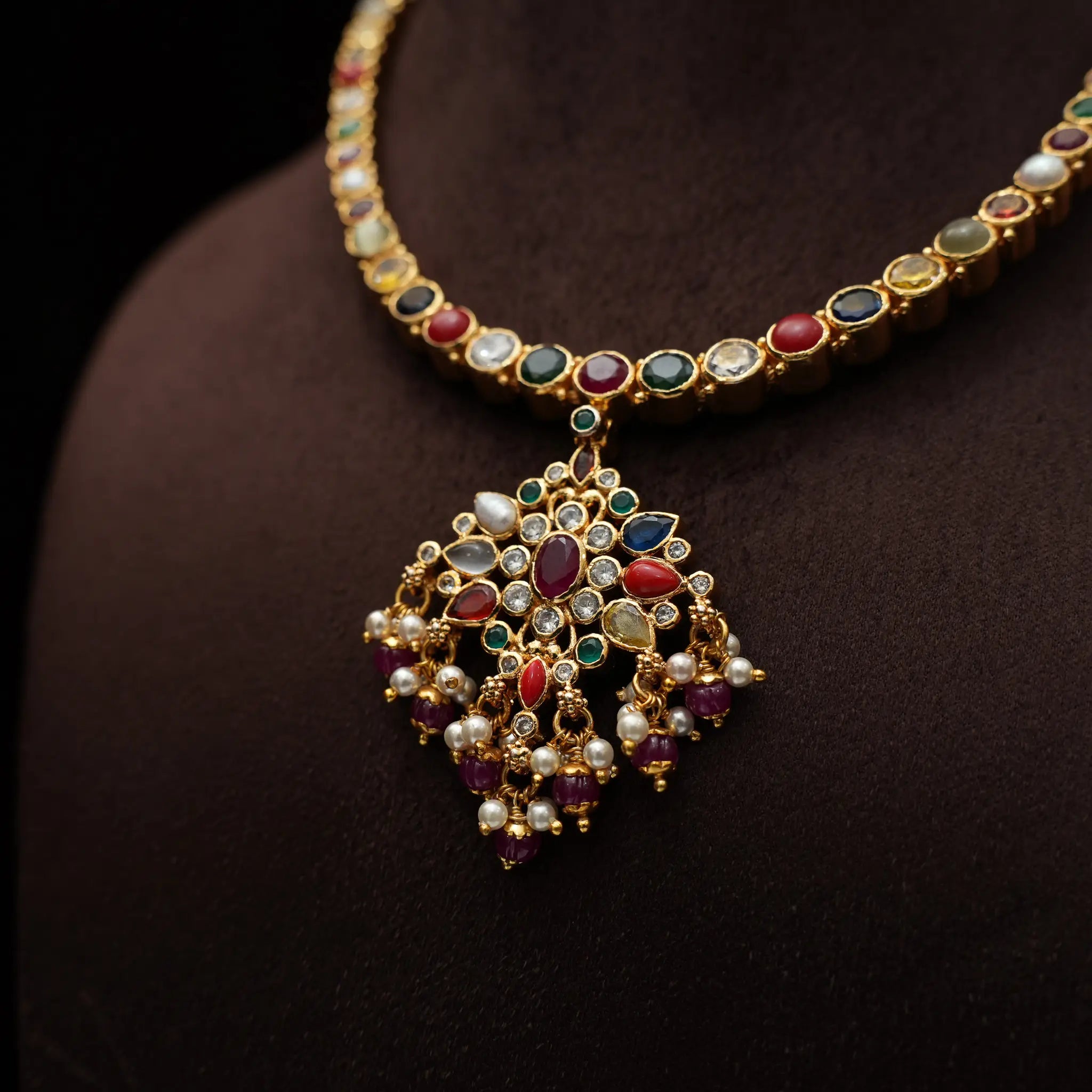 Varshini Silver Reversible Necklace