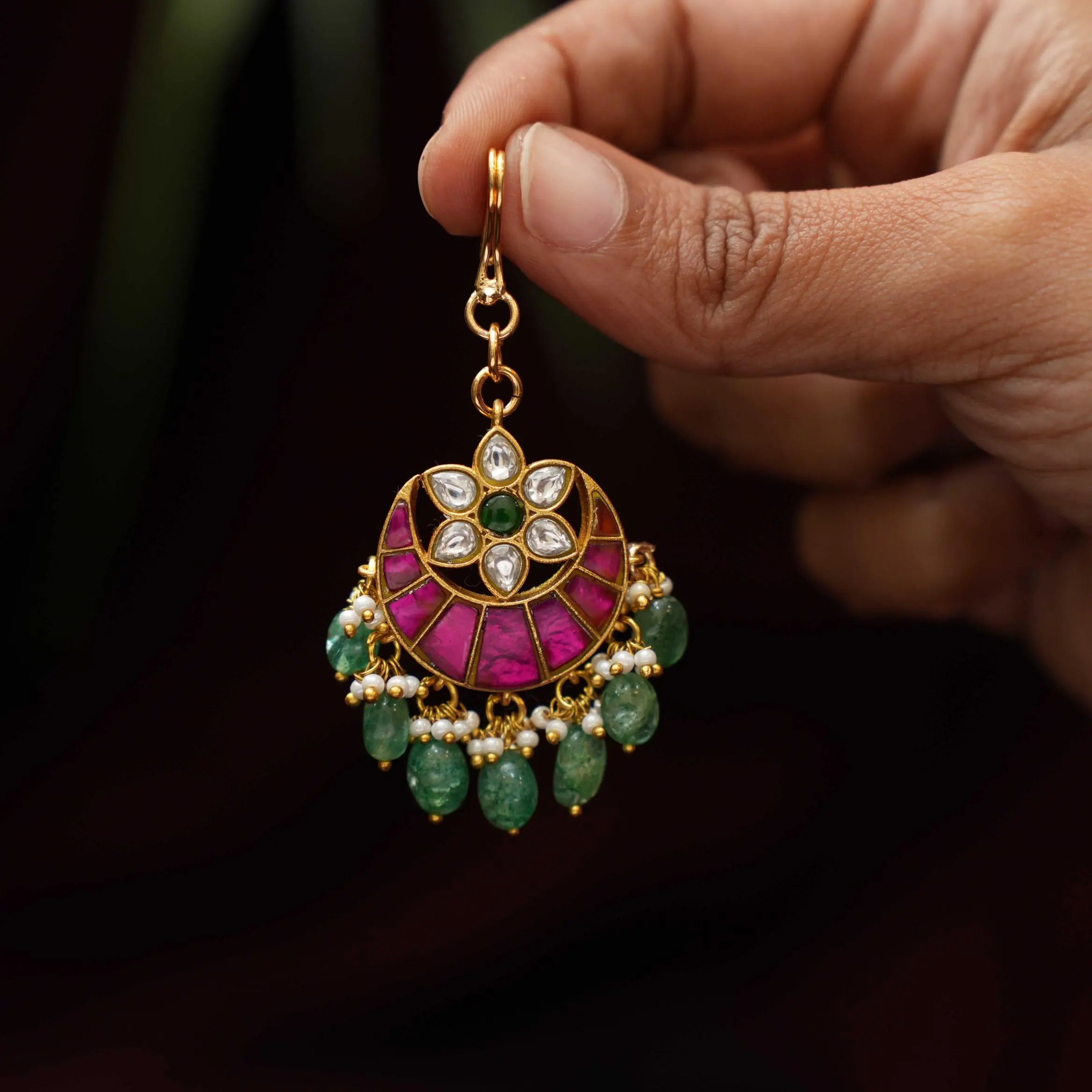 Varshu Floral  Polki Tikka