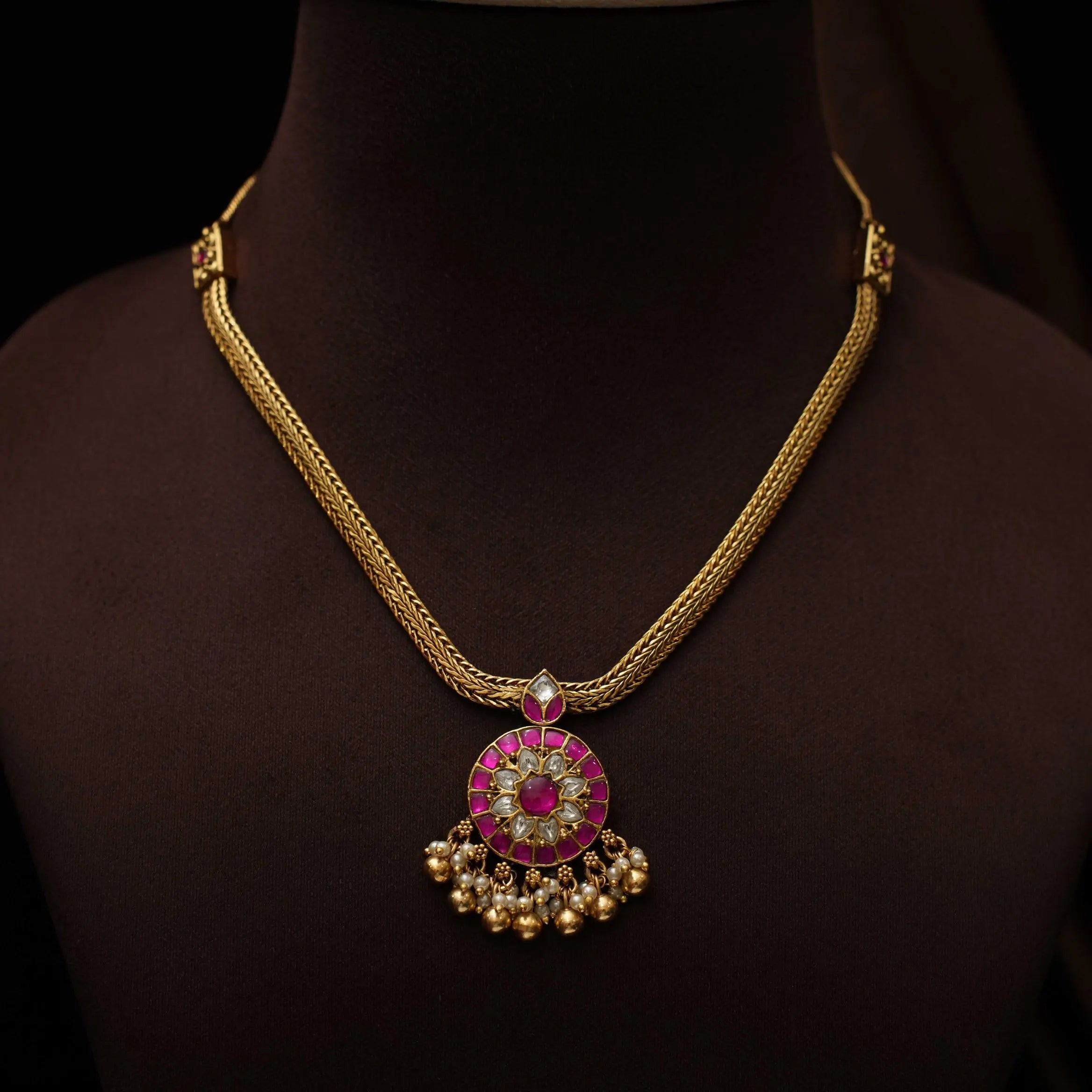 Varuja Antique Necklace - Reddish Pink